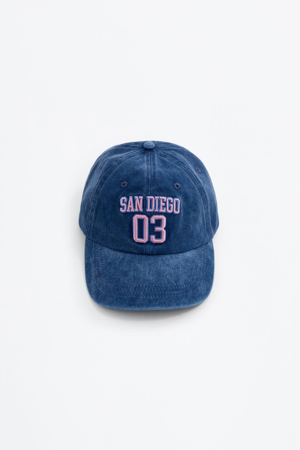 Faded-effect embroidered cap