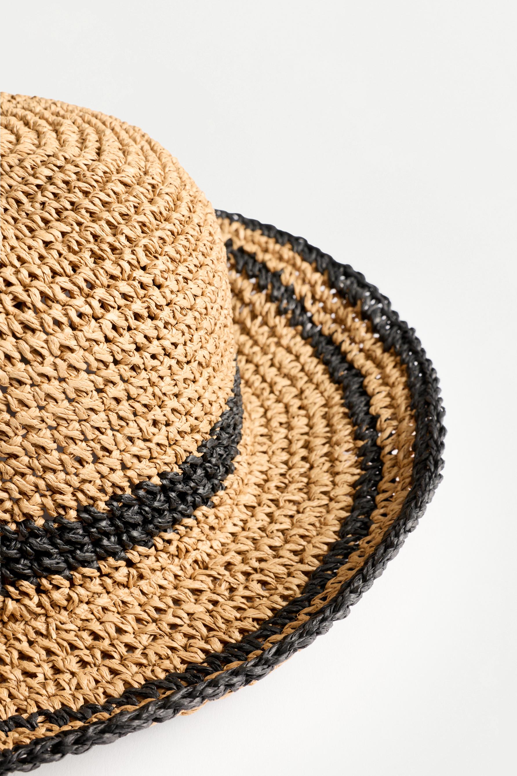 Raffia-effect bucket hat — TAN