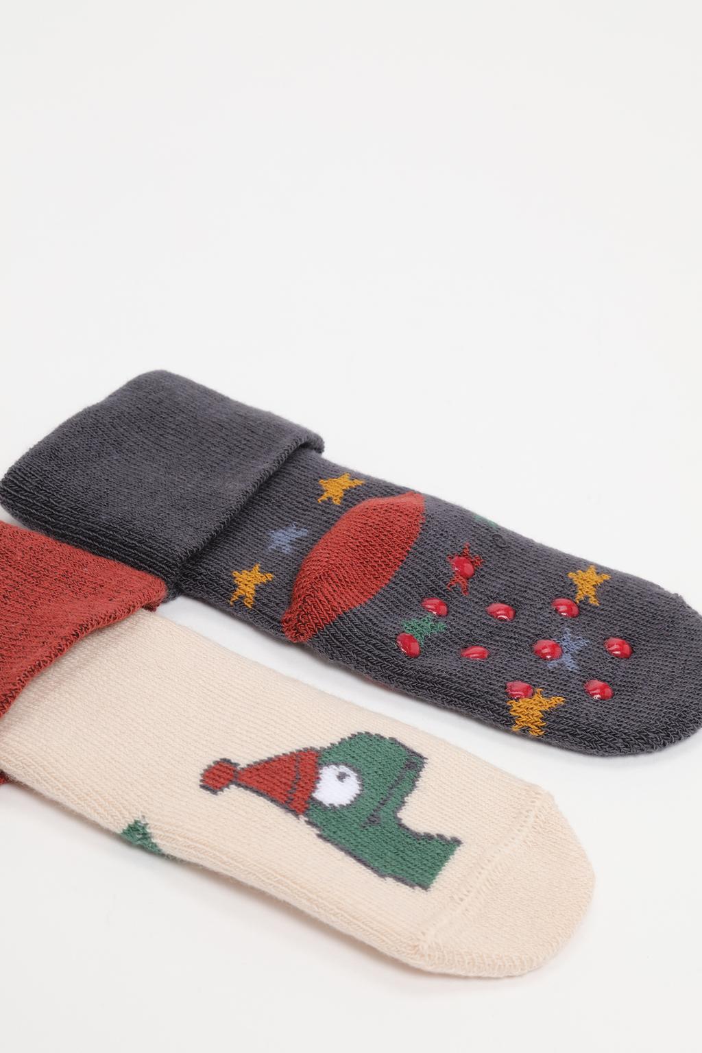 2-pack of non-slip dinosaur socks