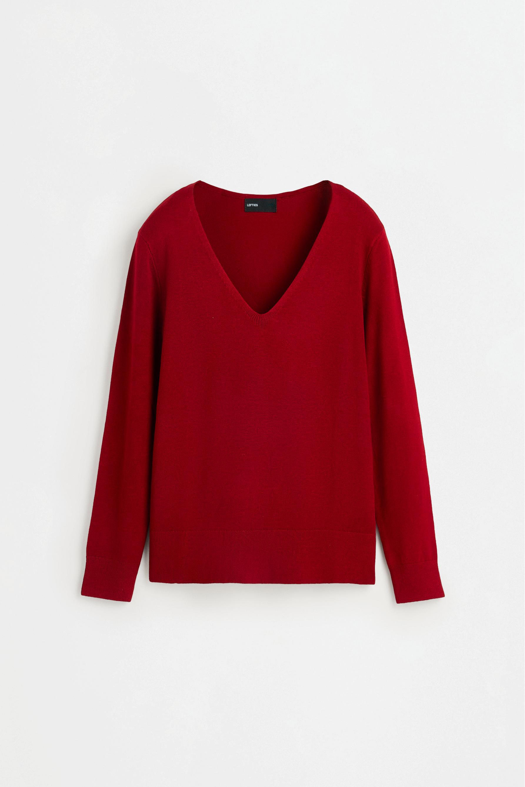 Basic V-neck sweater — RED