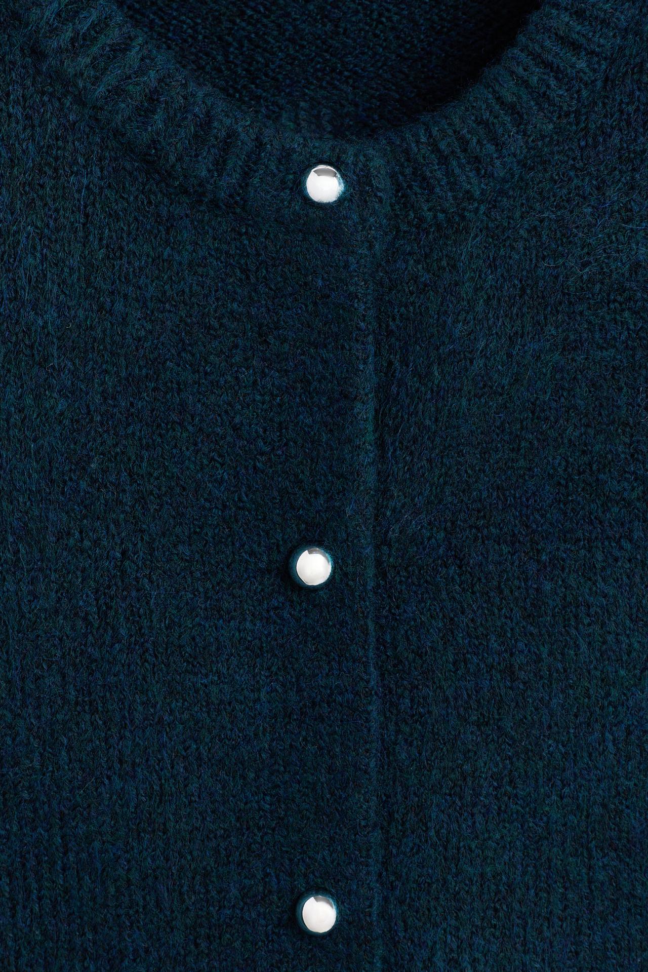 Round neck knit jacket — EMERALD GREEN