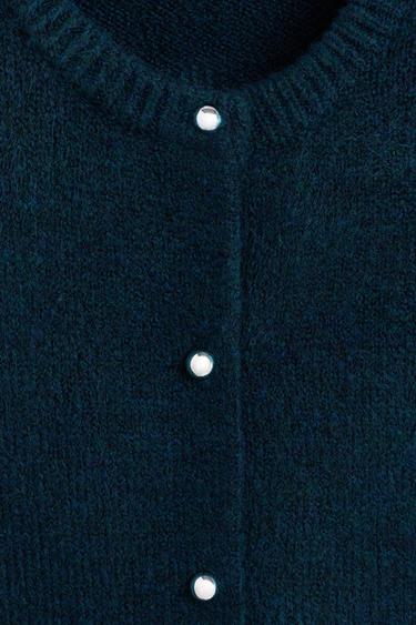 Round neck knit jacket — EMERALD GREEN 7