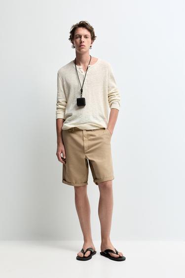 Slim fit Bermuda shorts — DARK OCHRE 1