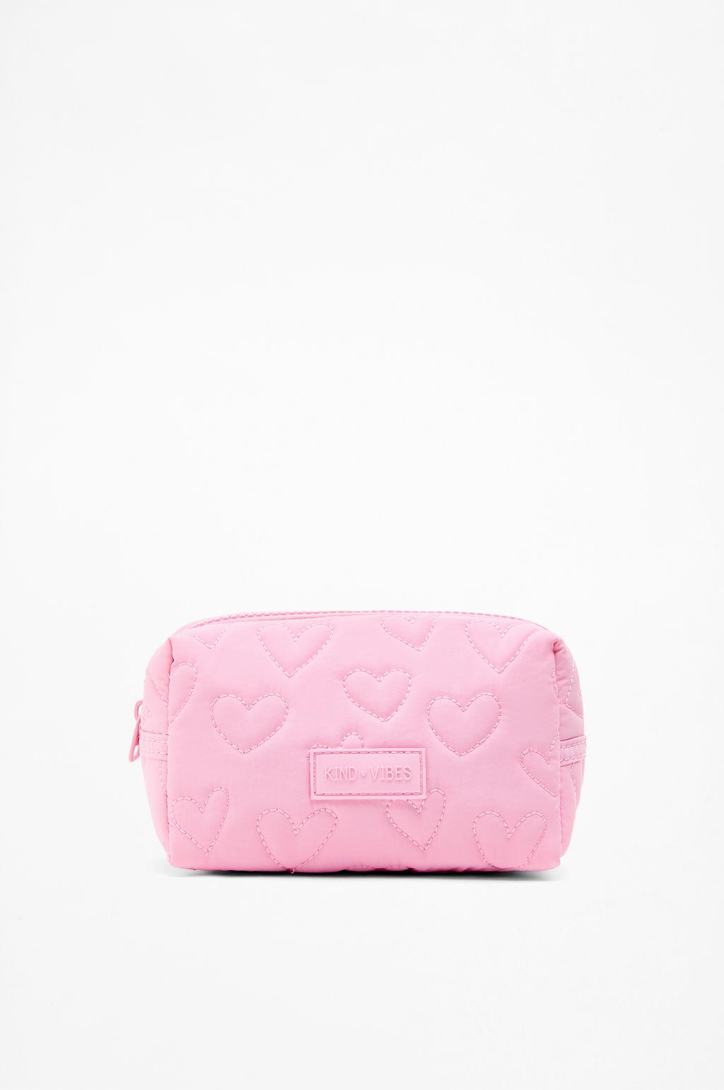 Quilted heart nylon toiletry bag