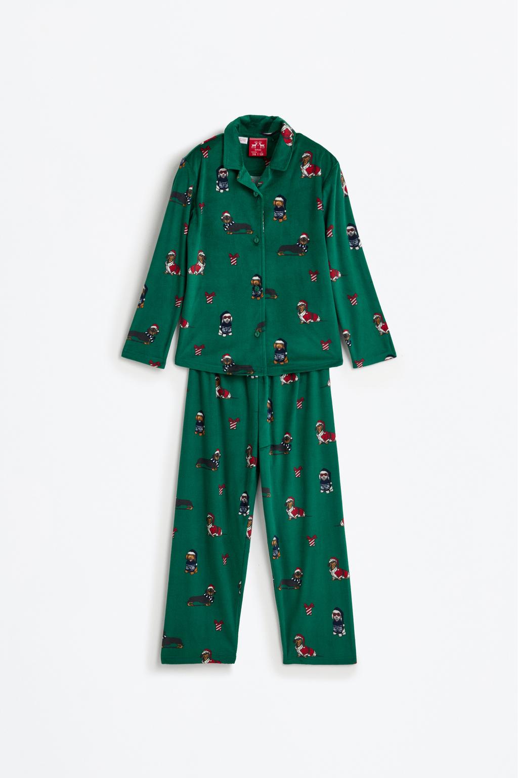 Haurrak | Alkandora-pijama, belusezkoa, txakurrekin