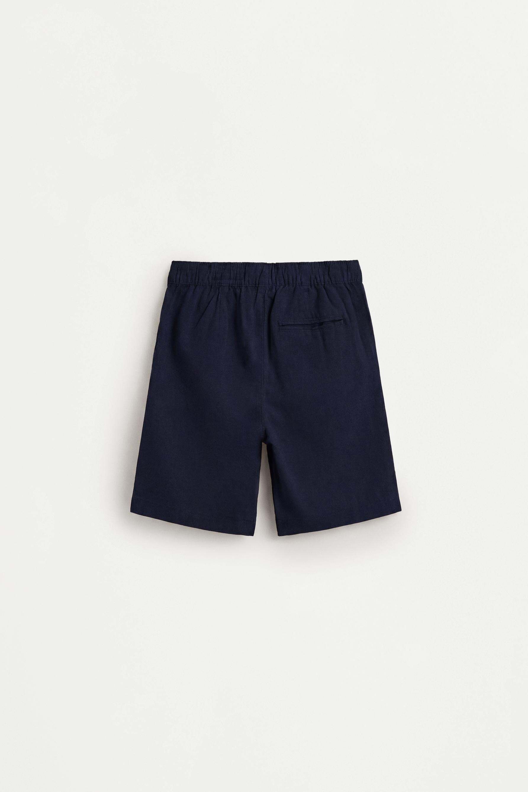 Linen-blend chino Bermuda shorts — NAVY