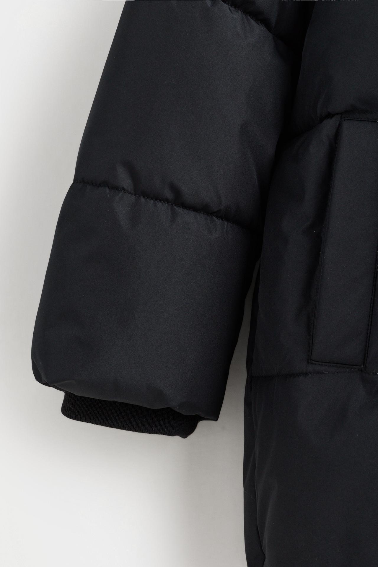 Hooded quilted coat — BLACK