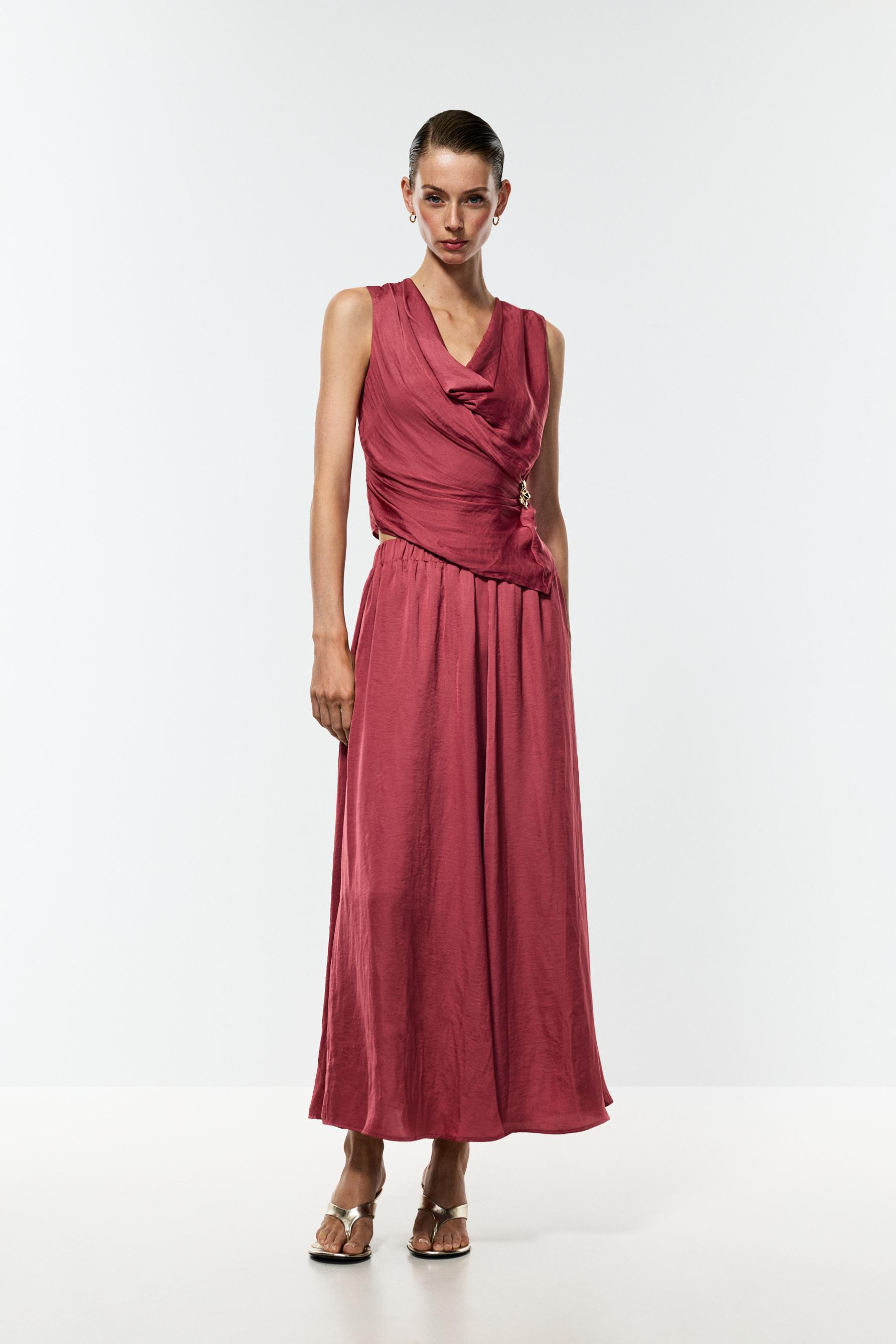 Jewel satin top — MAROON