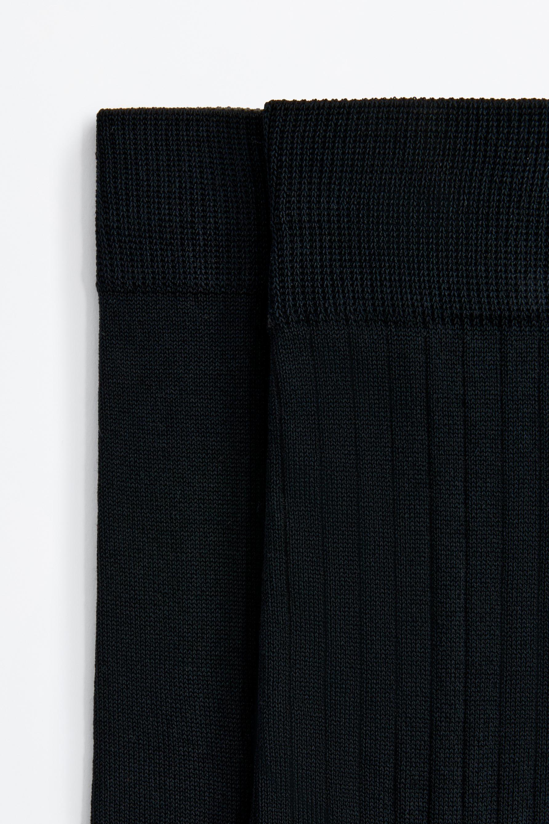 Lefties Edition mercerised cotton long socks (Pack 2) — BLACK