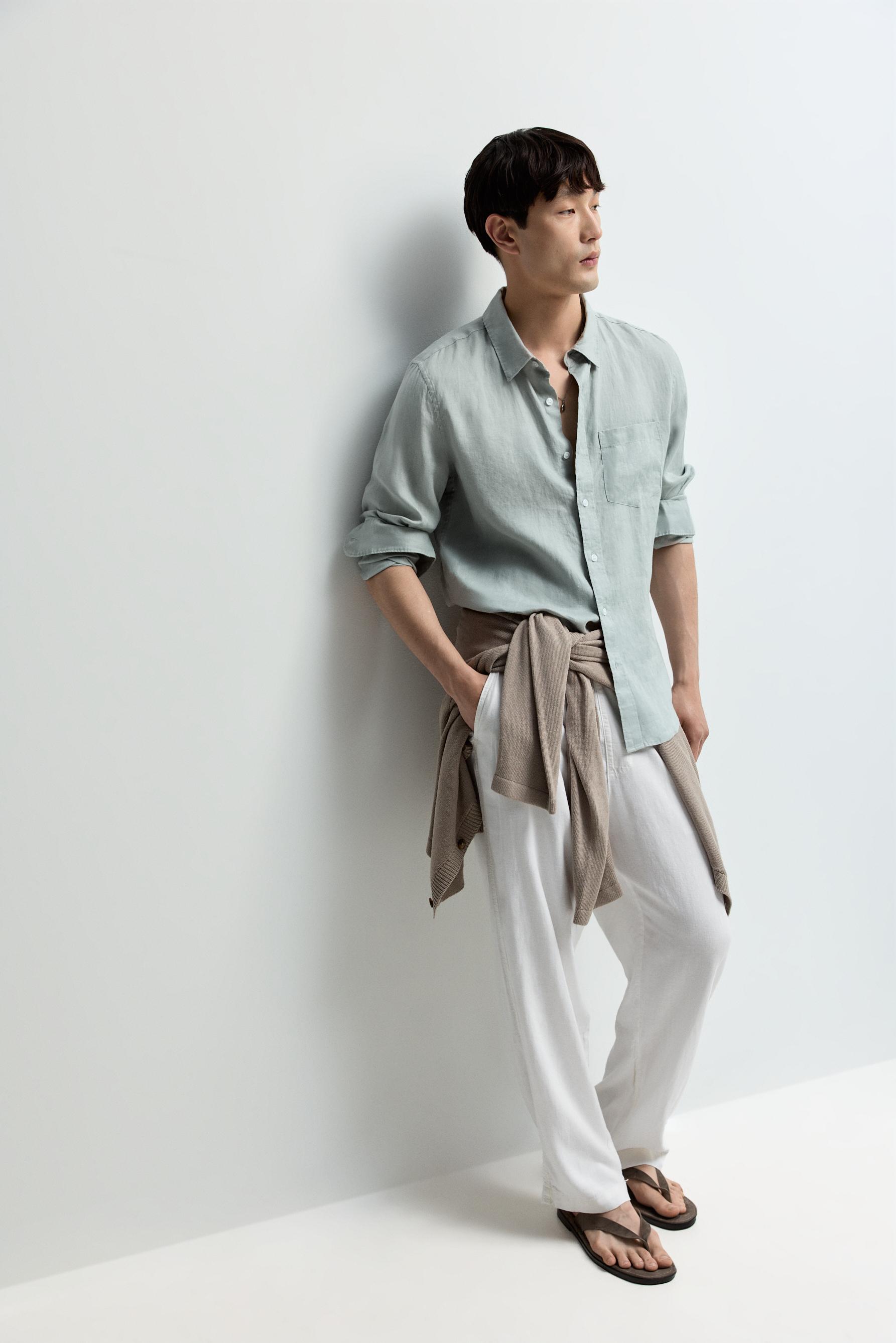 Baggy Linen-Blend Joggers — WHITE