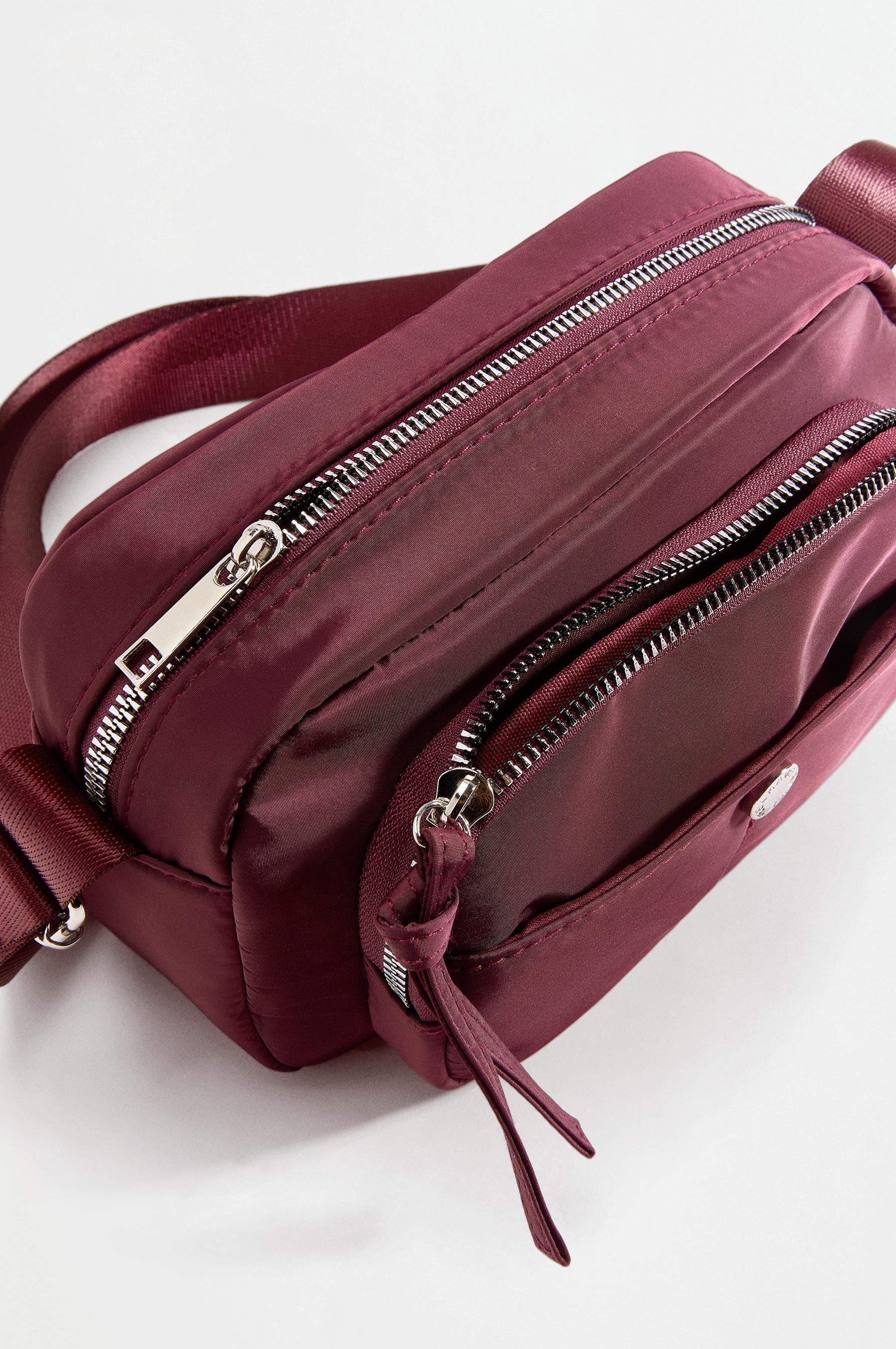 Nylon crossbody bag — BURGUNDY