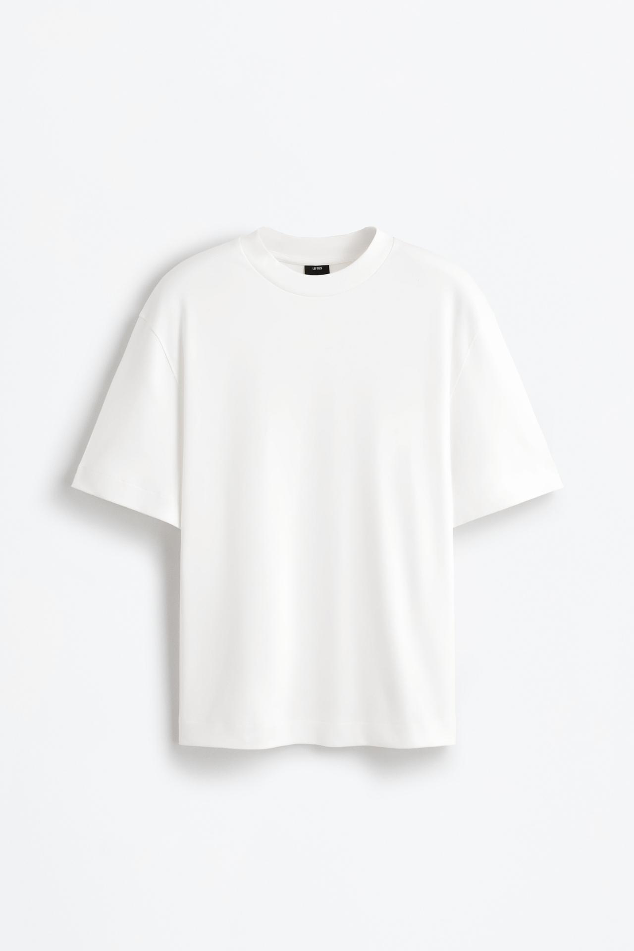 Interlock mock neck T-shirt — OFF WHITE
