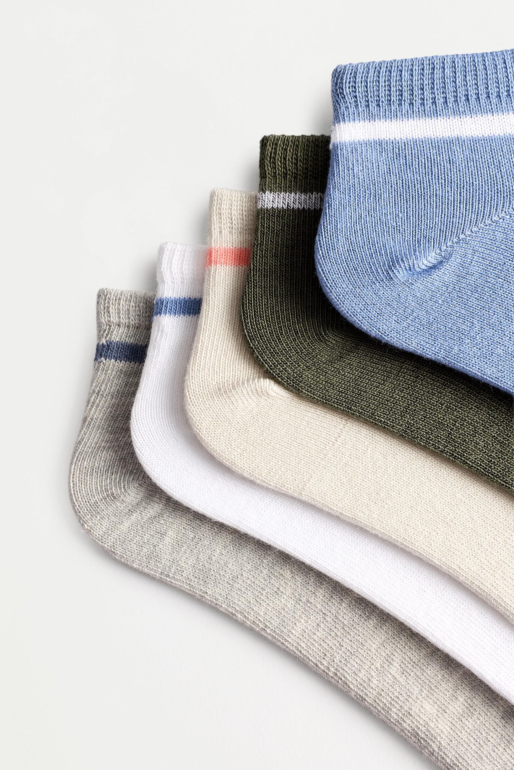 Striped ankle socks (5-pack) — GREY BLUE
