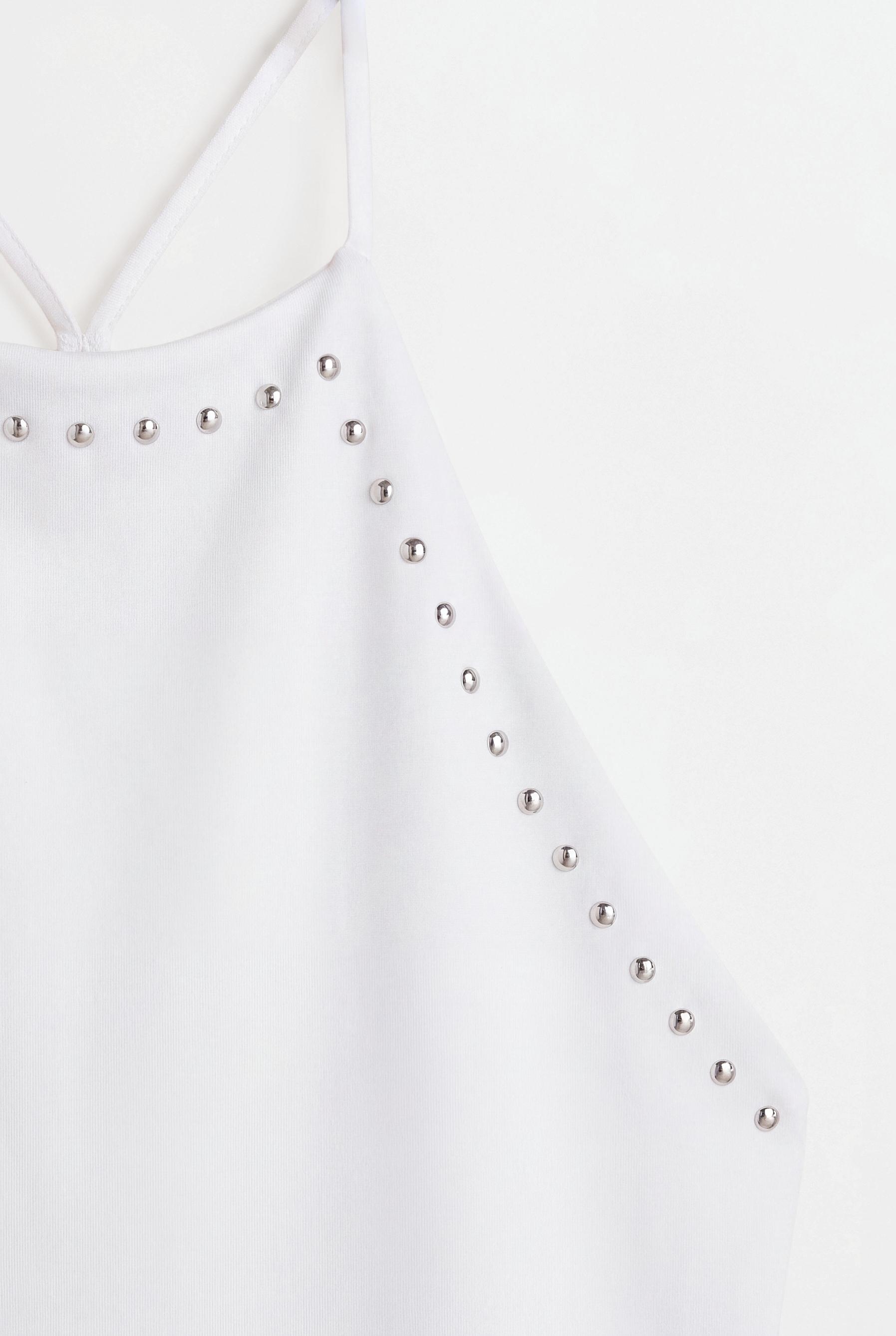 Studded draped halter top — OFF WHITE