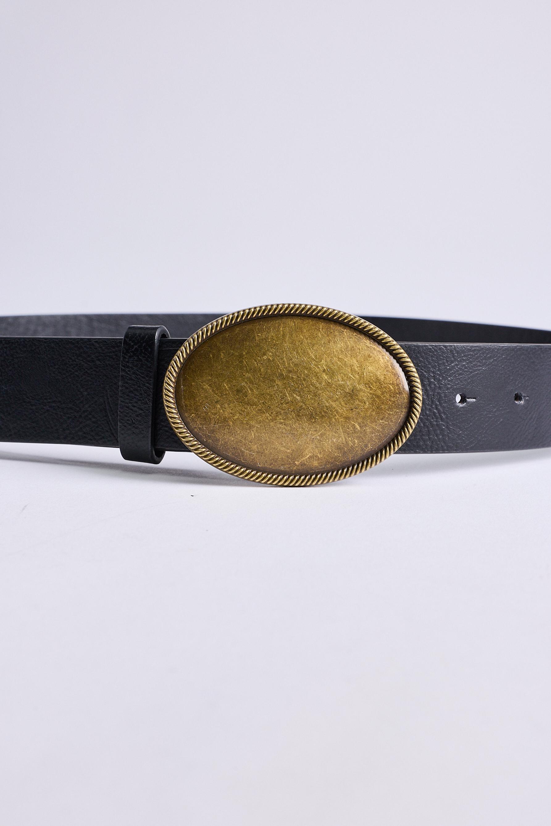 Oval buckle belt — GOLD BLACK