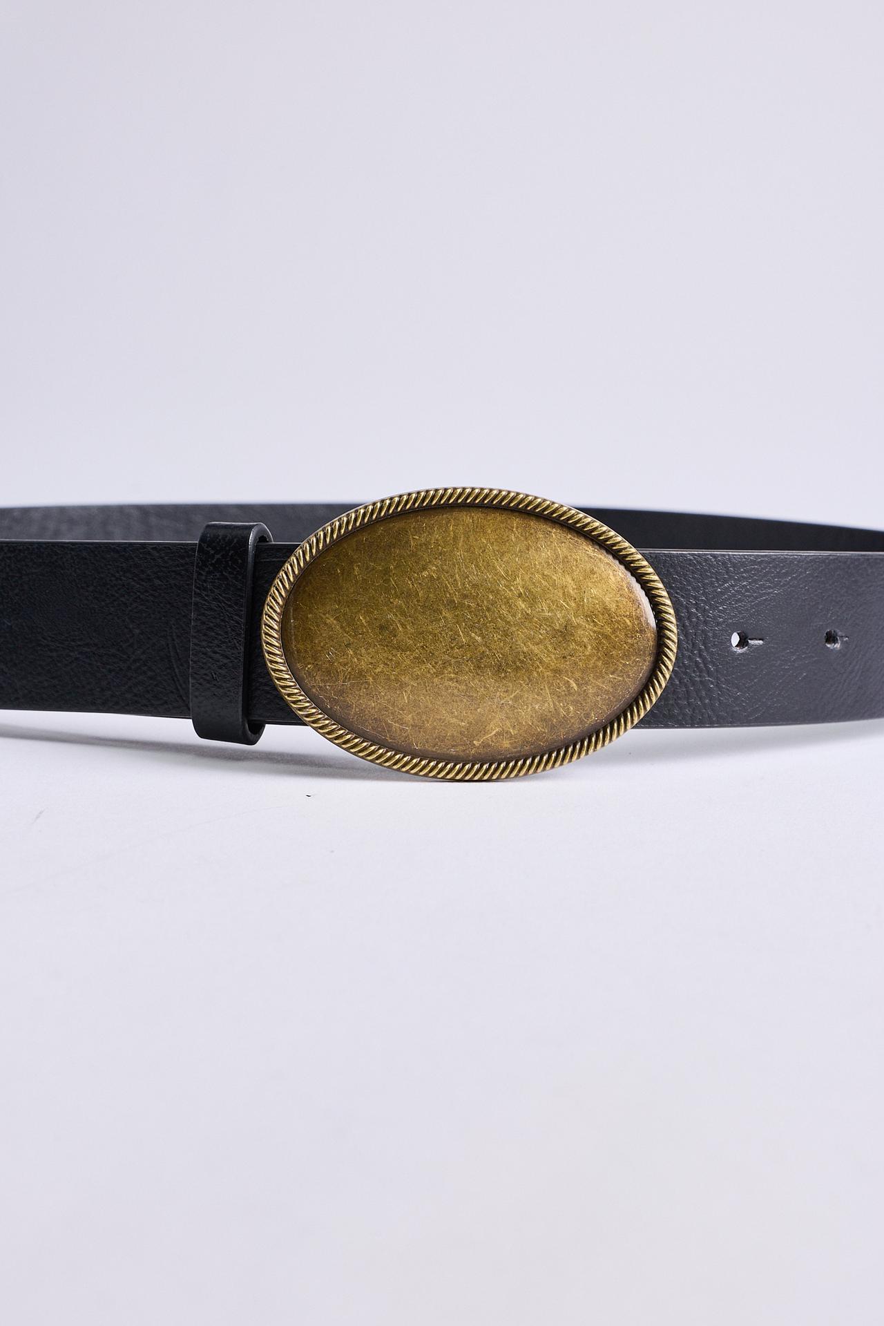 Oval buckle belt — GOLD BLACK
