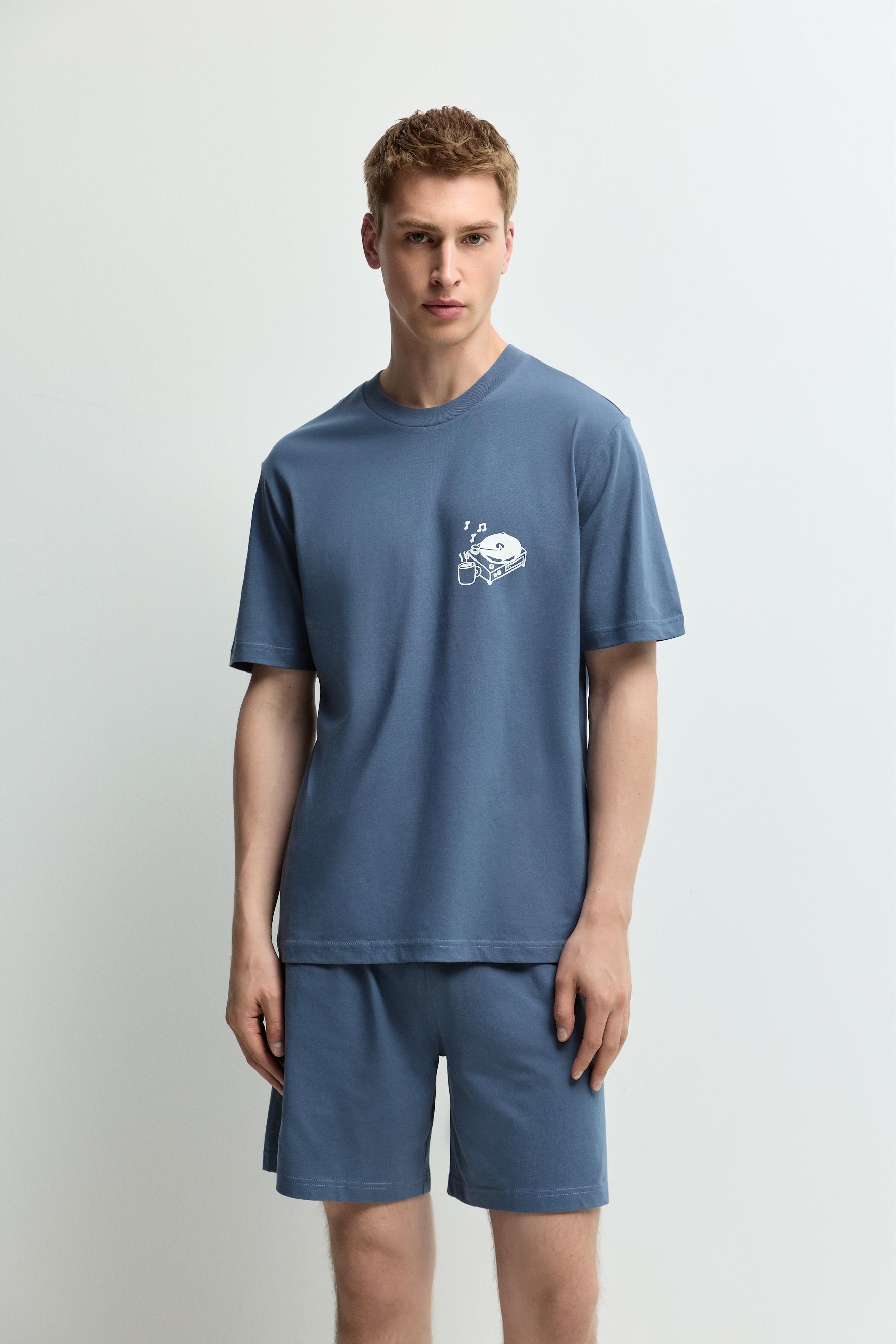 Short printed pyjamas — OCEAN BLUE