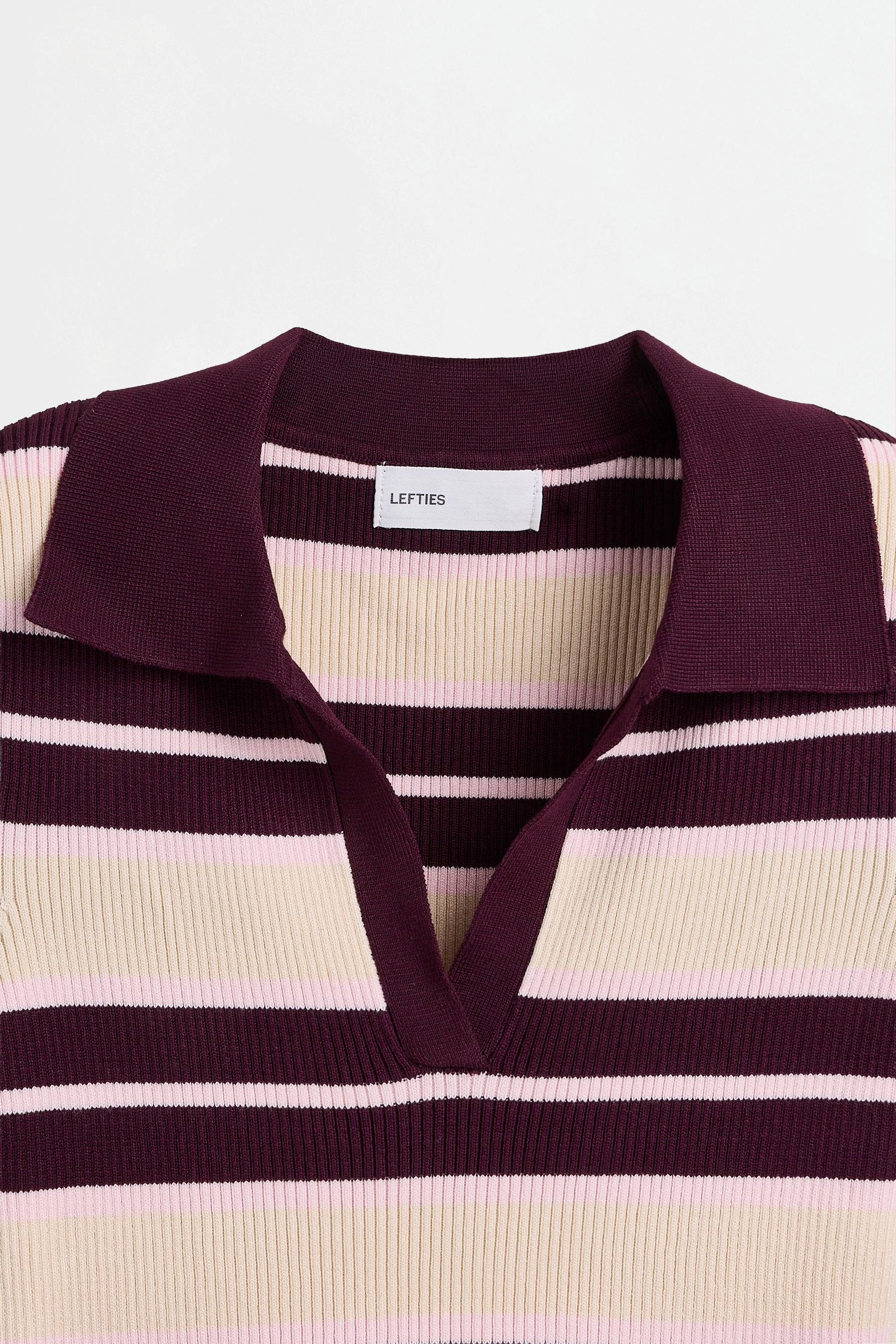 Basic rib knit polo shirt — DUSTY PINK
