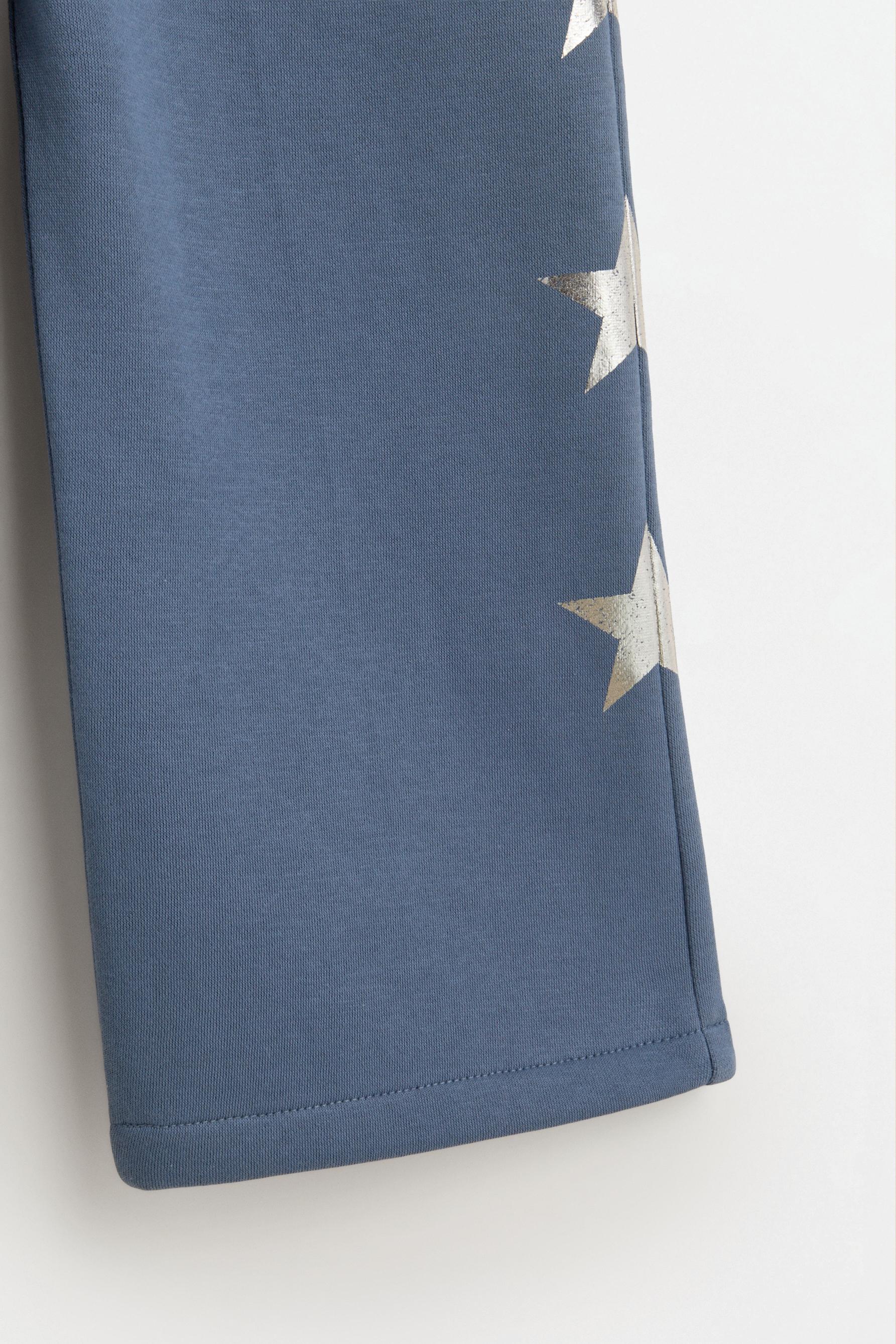 Star print plush culottes — STEEL BLUE