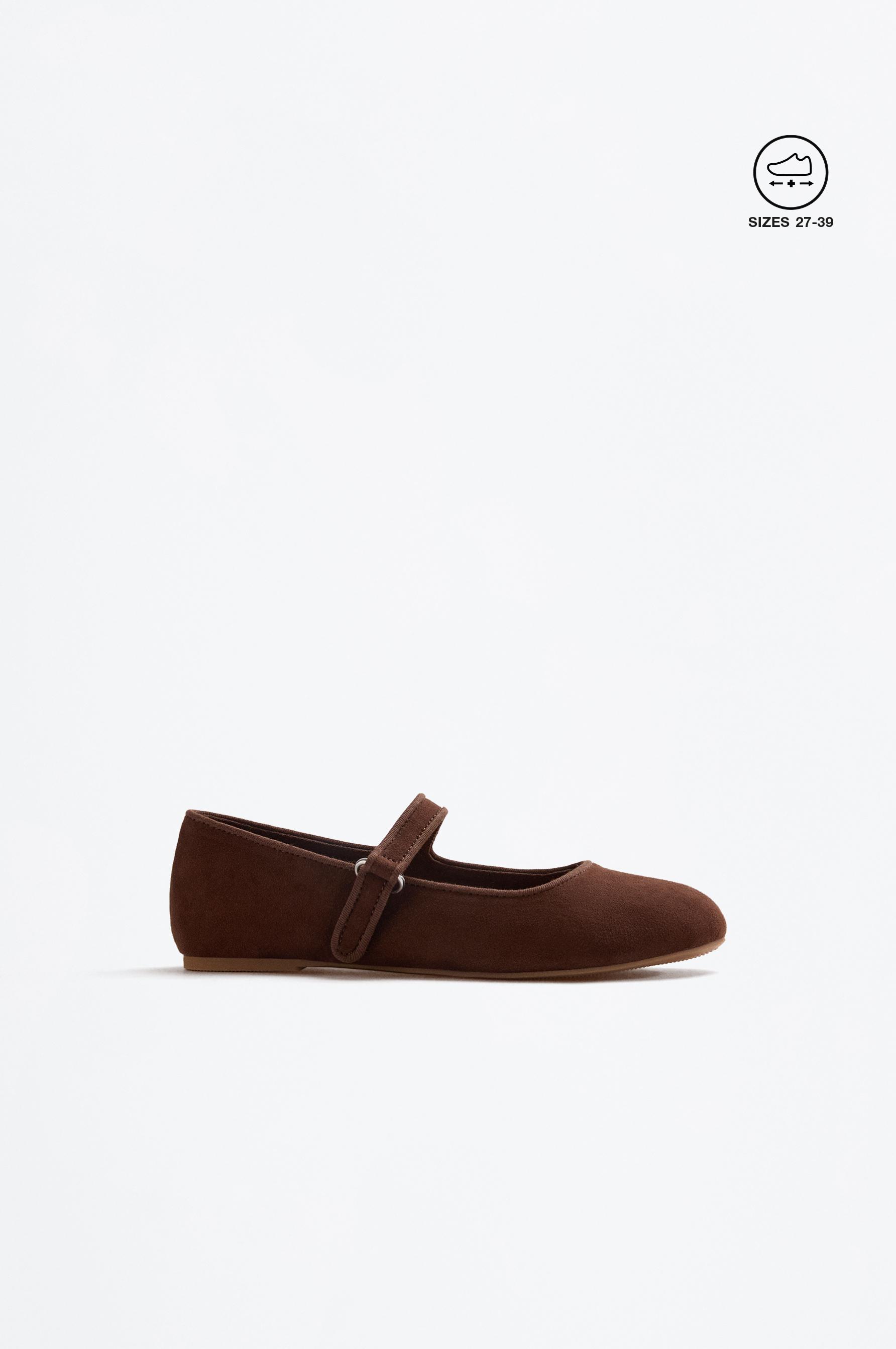 Mary Jane ballerina flat — BROWN