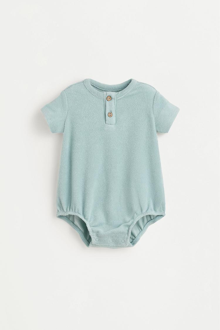 Terry fabric romper — TURQUOISE