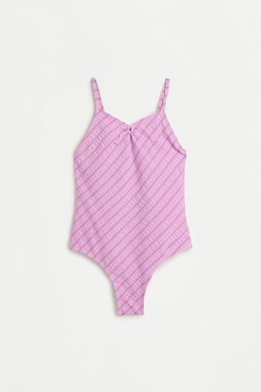 Girl's Striped Swimsuit — PINK 1