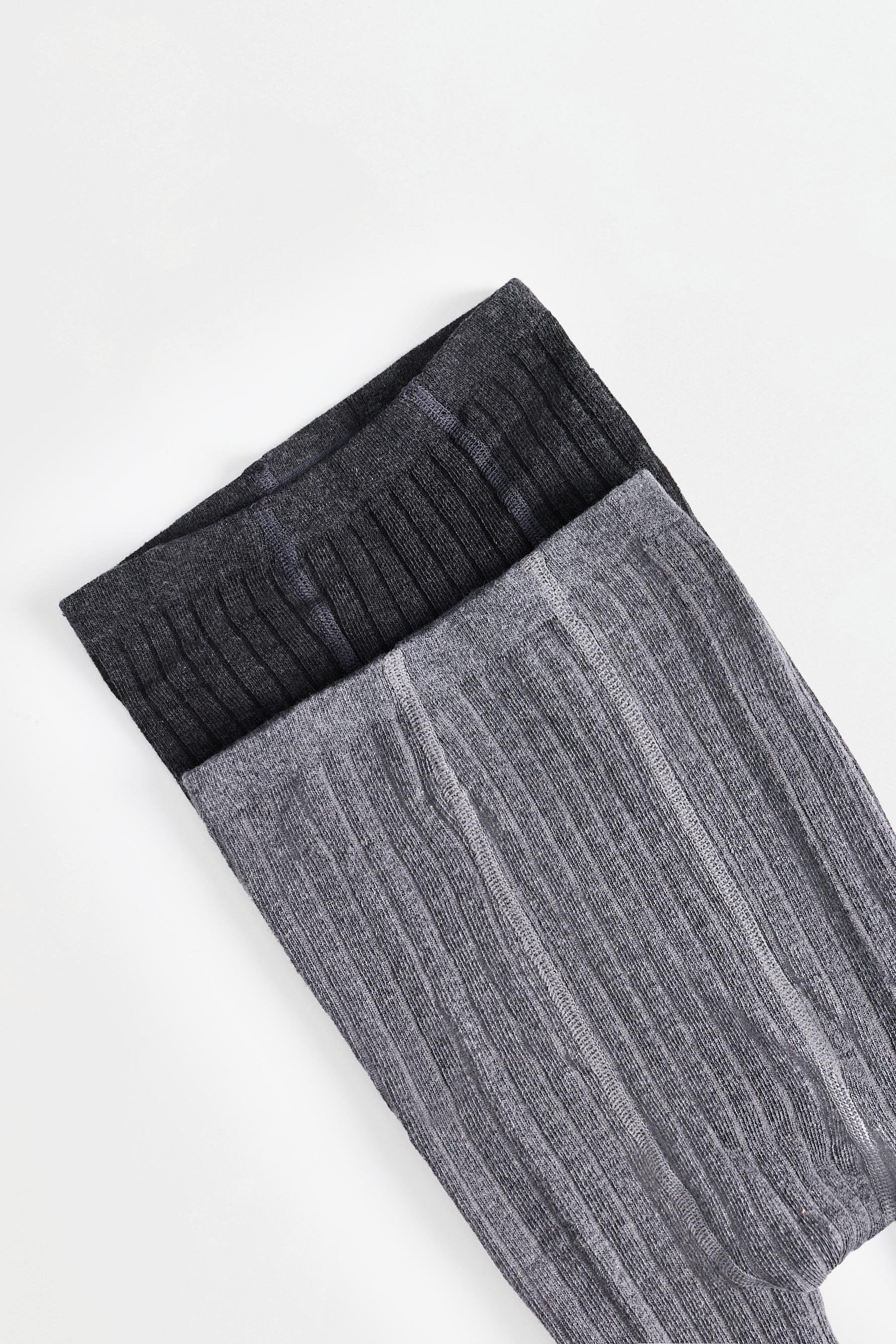 2-pack of ribbed tights — GREY MARL