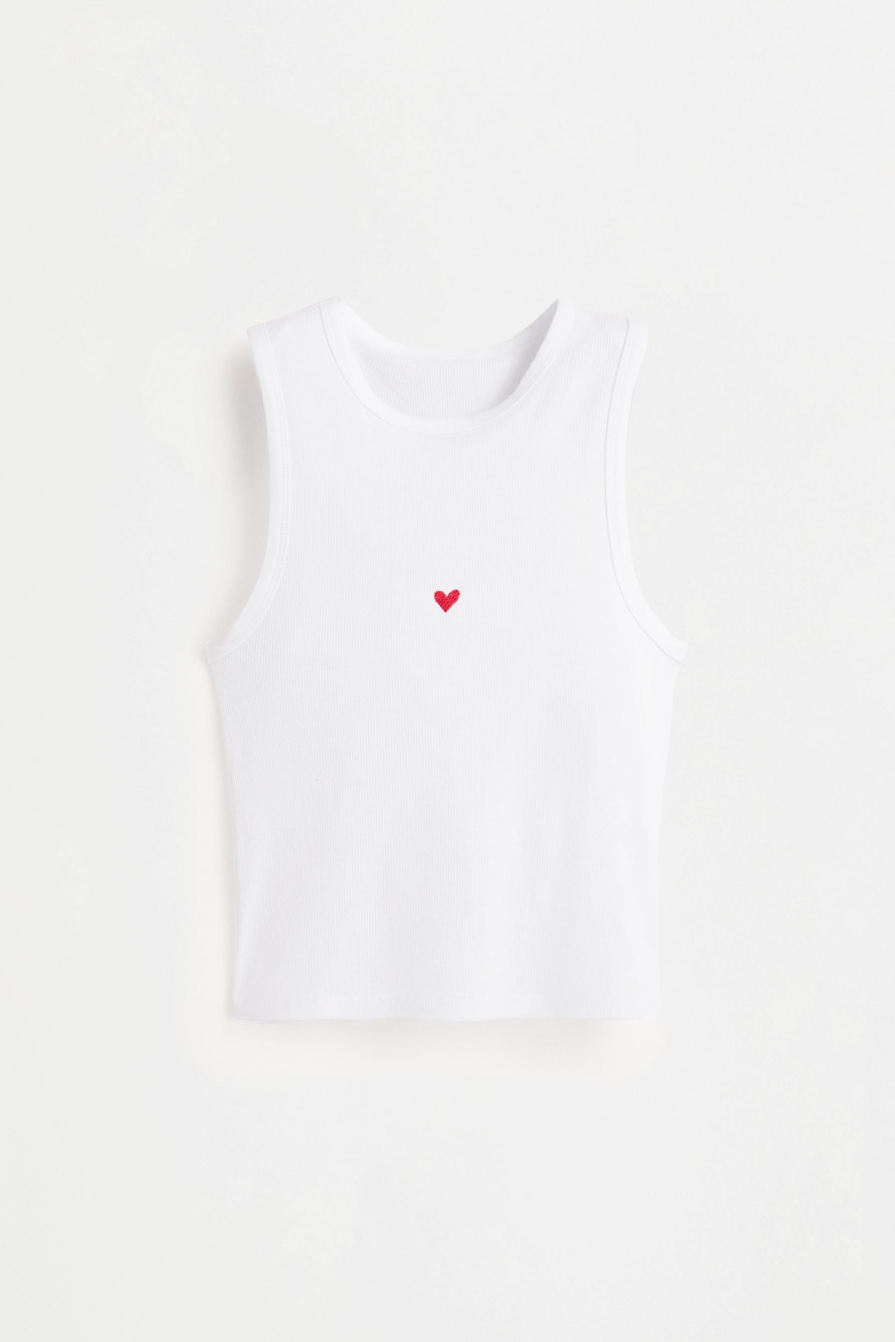 Embroidered tank top — RED