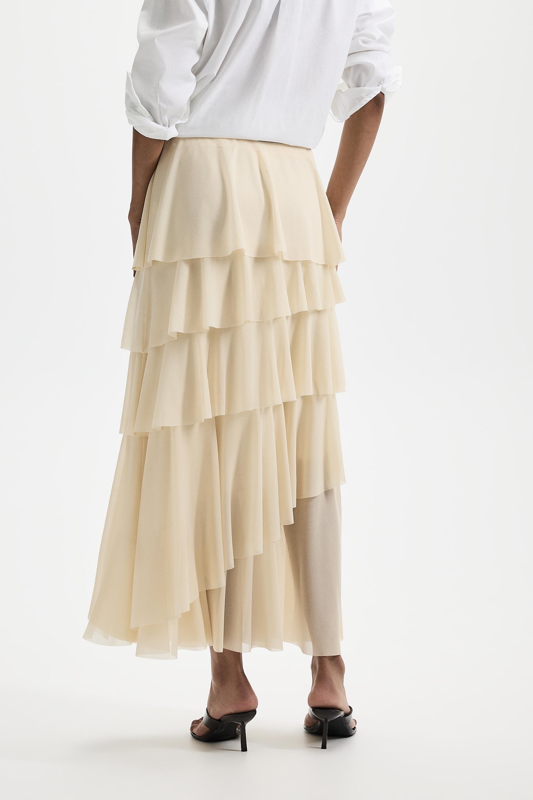 Ruffled midi skirt — ECRU