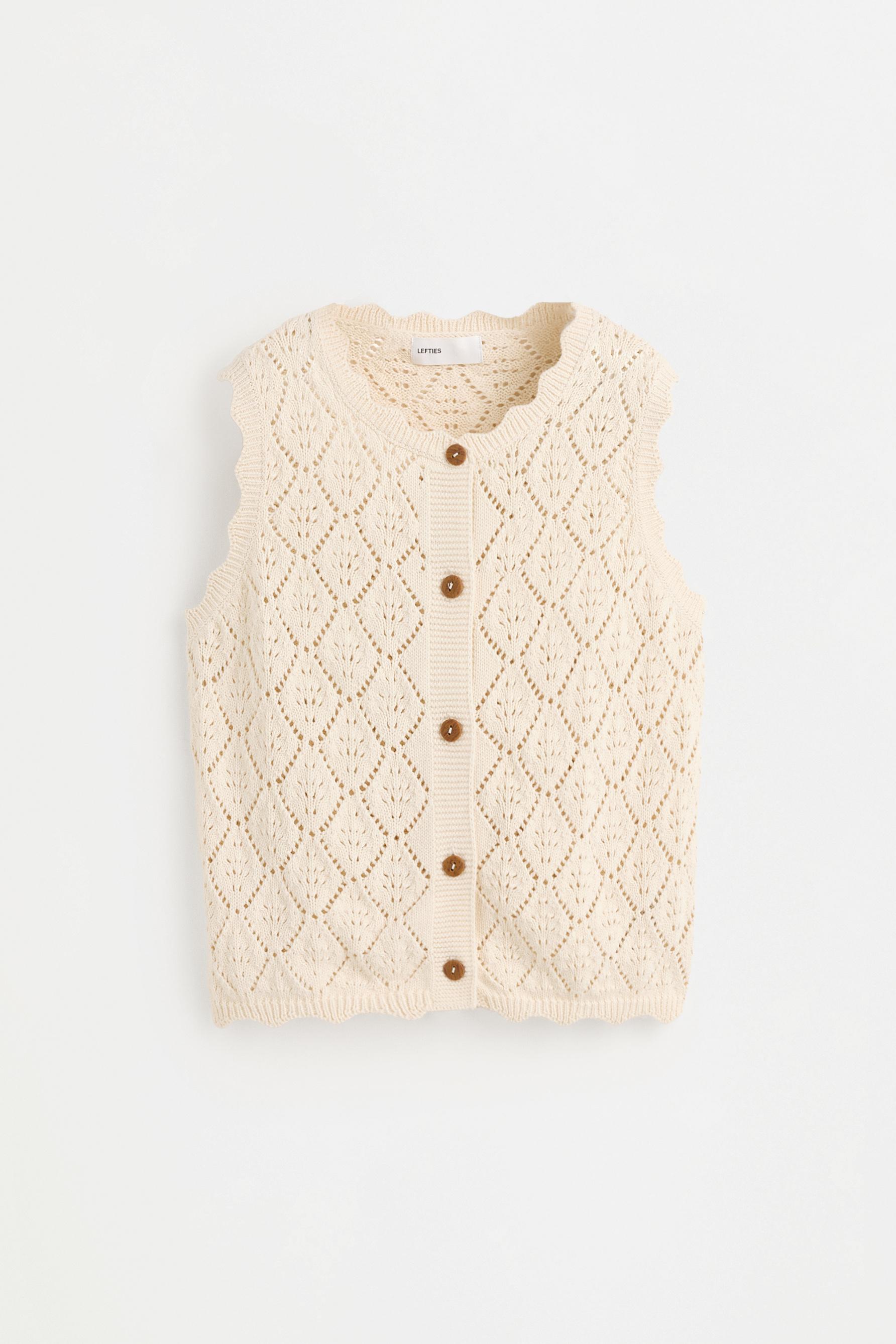 Cutwork knit top — ECRU