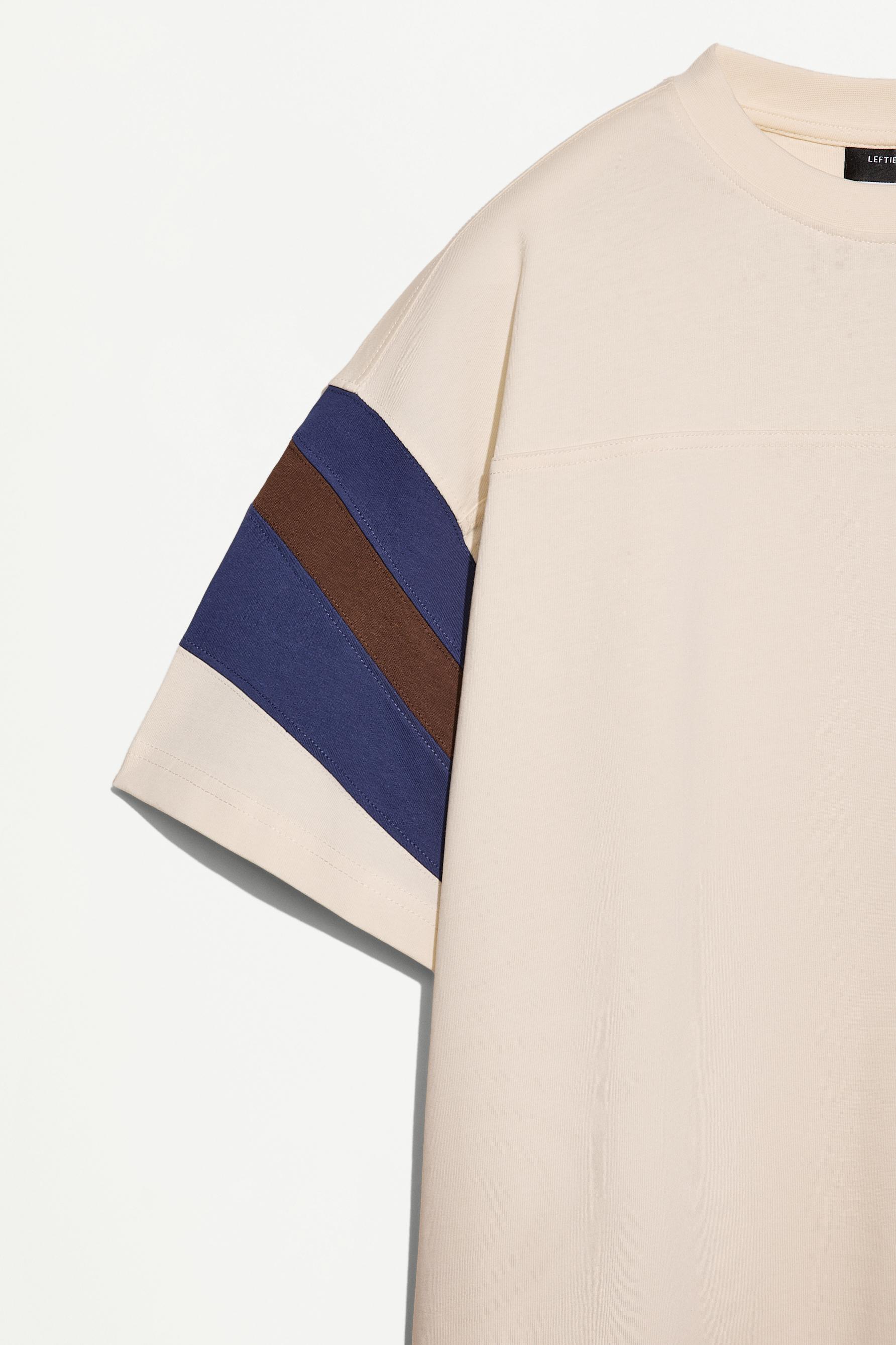 Color block band T-shirt — LIGHT BEIGE