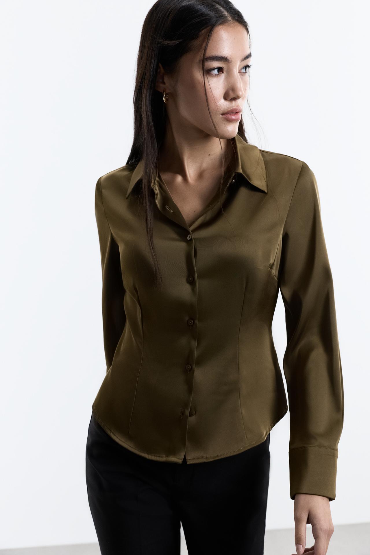 Satin shirt — KHAKI