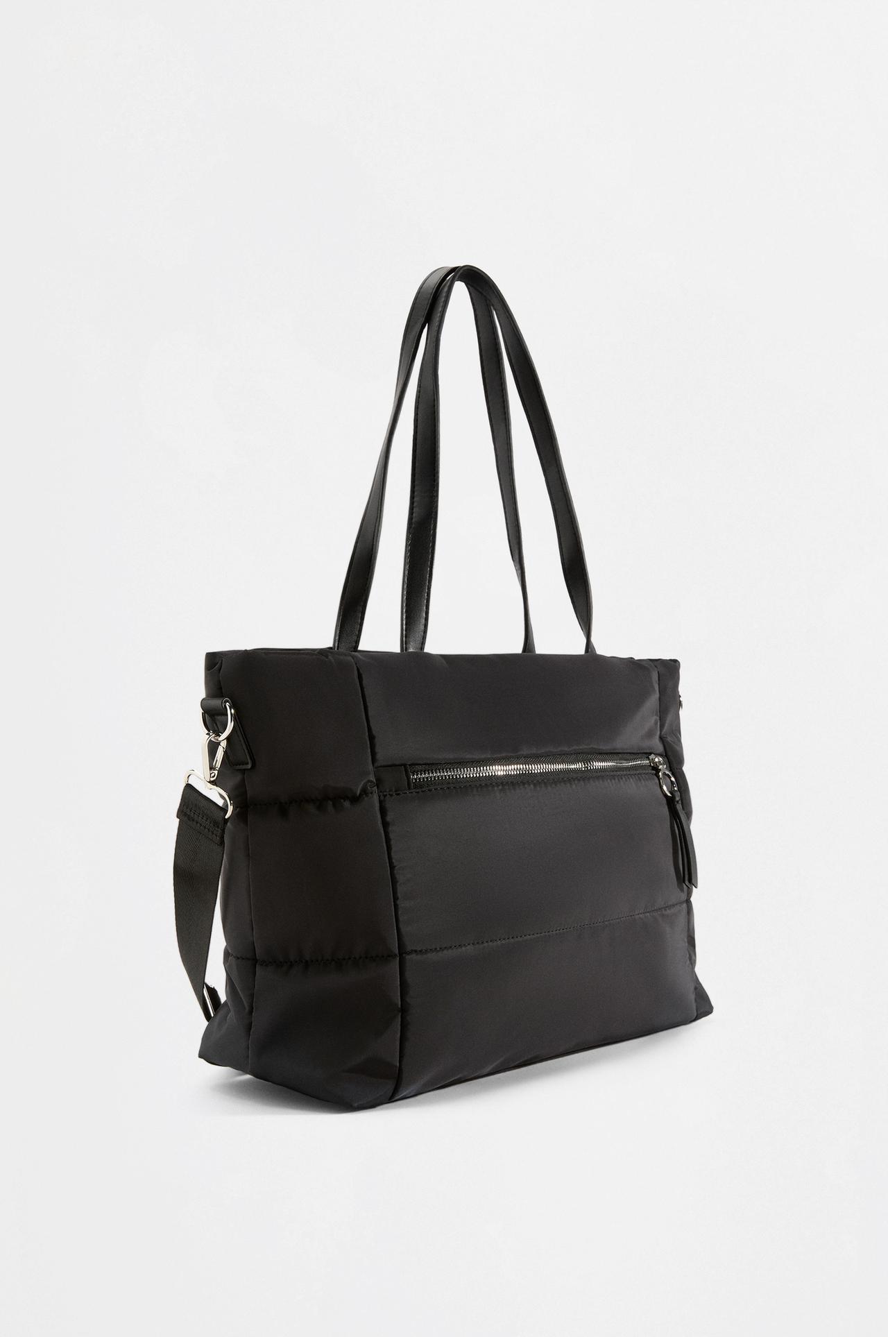 Nylon shopper tote — BLACK