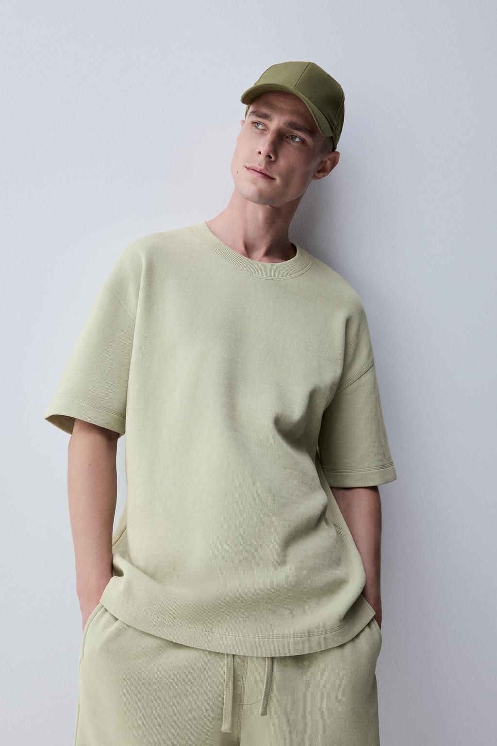 Short sleeve bias cut sweatshirt