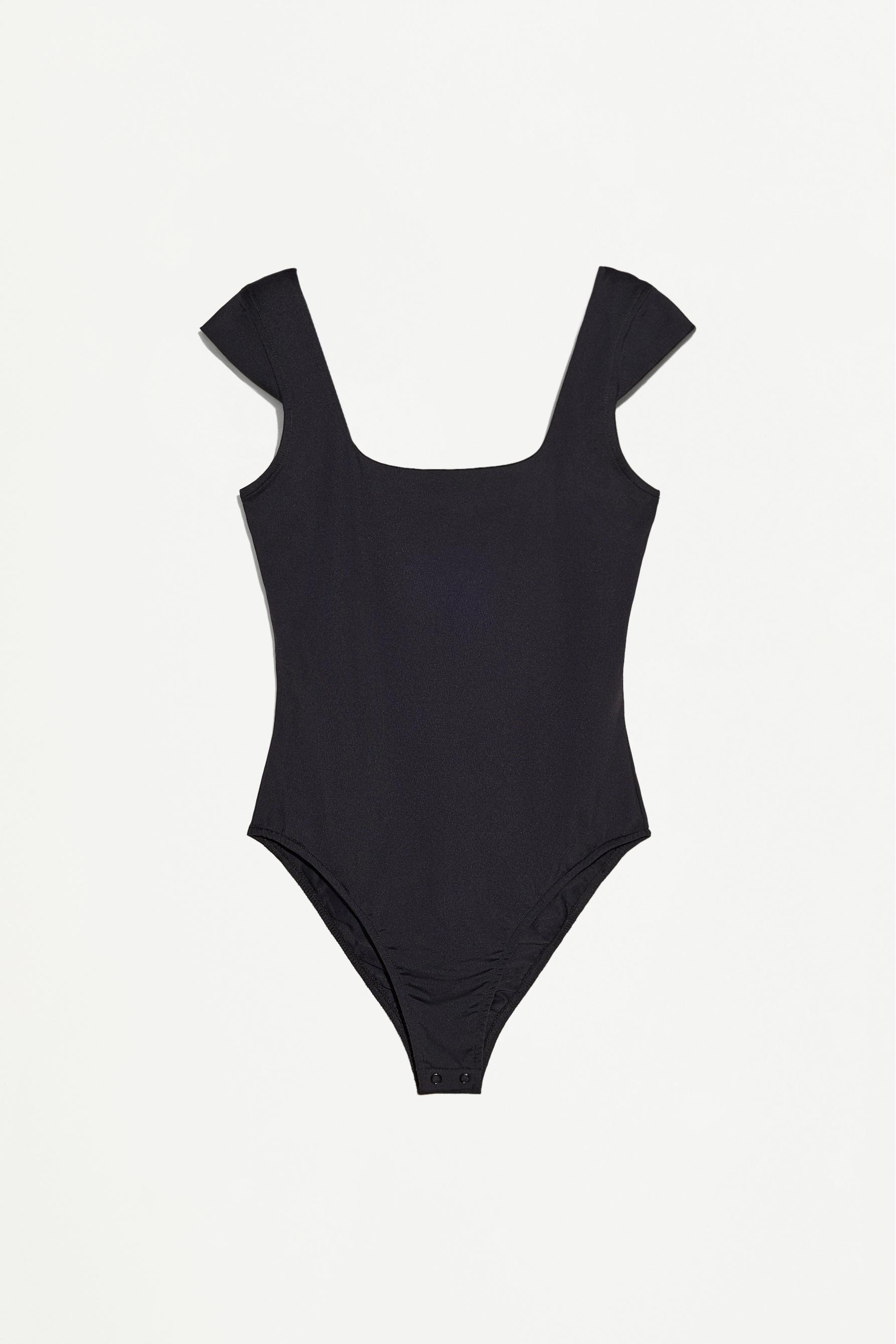 Short sleeve polyamide bodysuit — BLACK