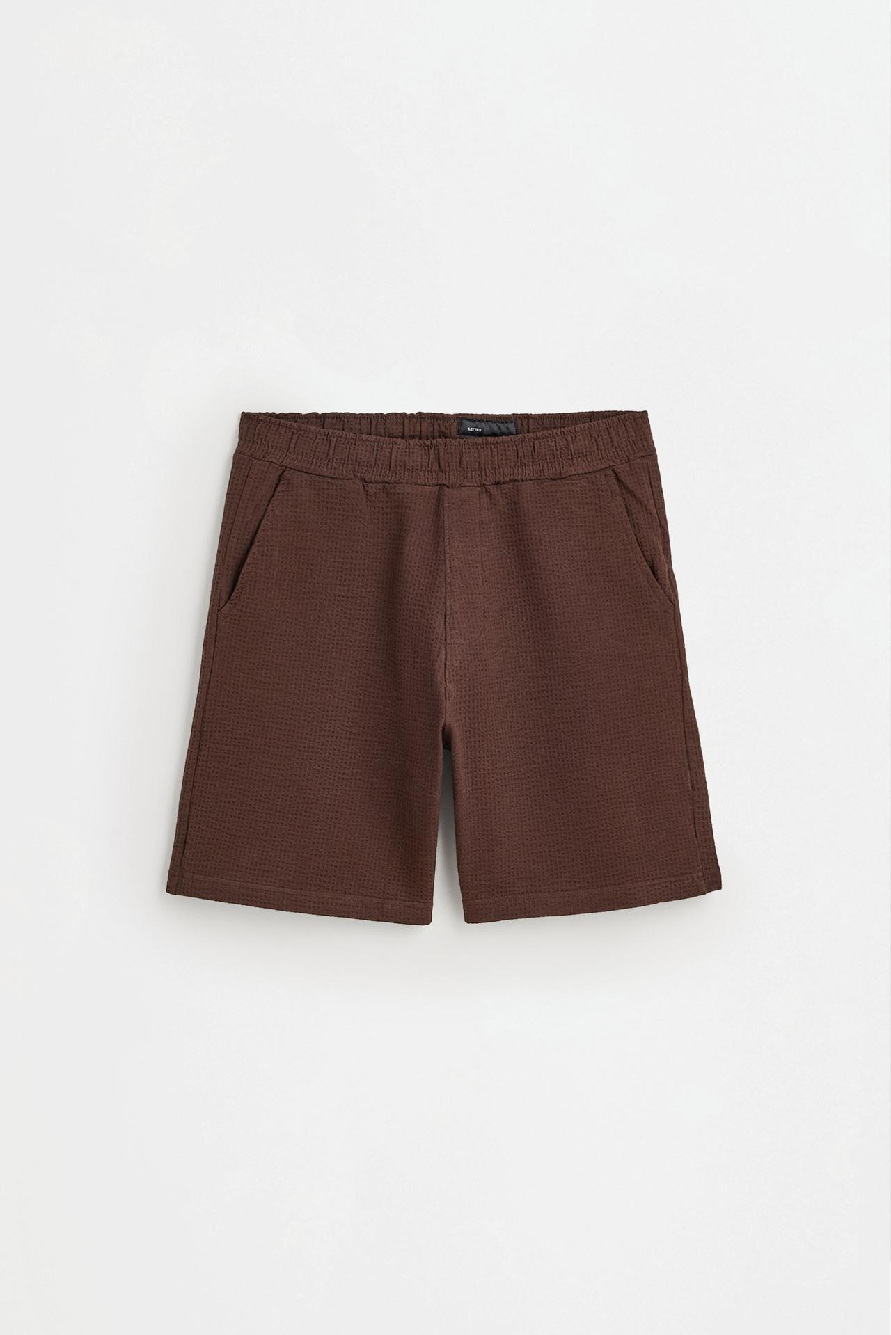 Seersucker Bermuda shorts — CHOCOLATE