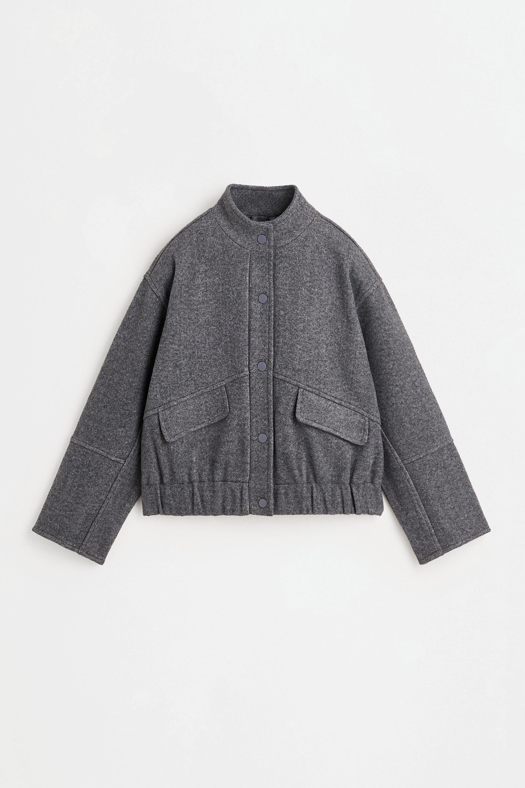 Synthetic wool bomber jacket — DARK GREY