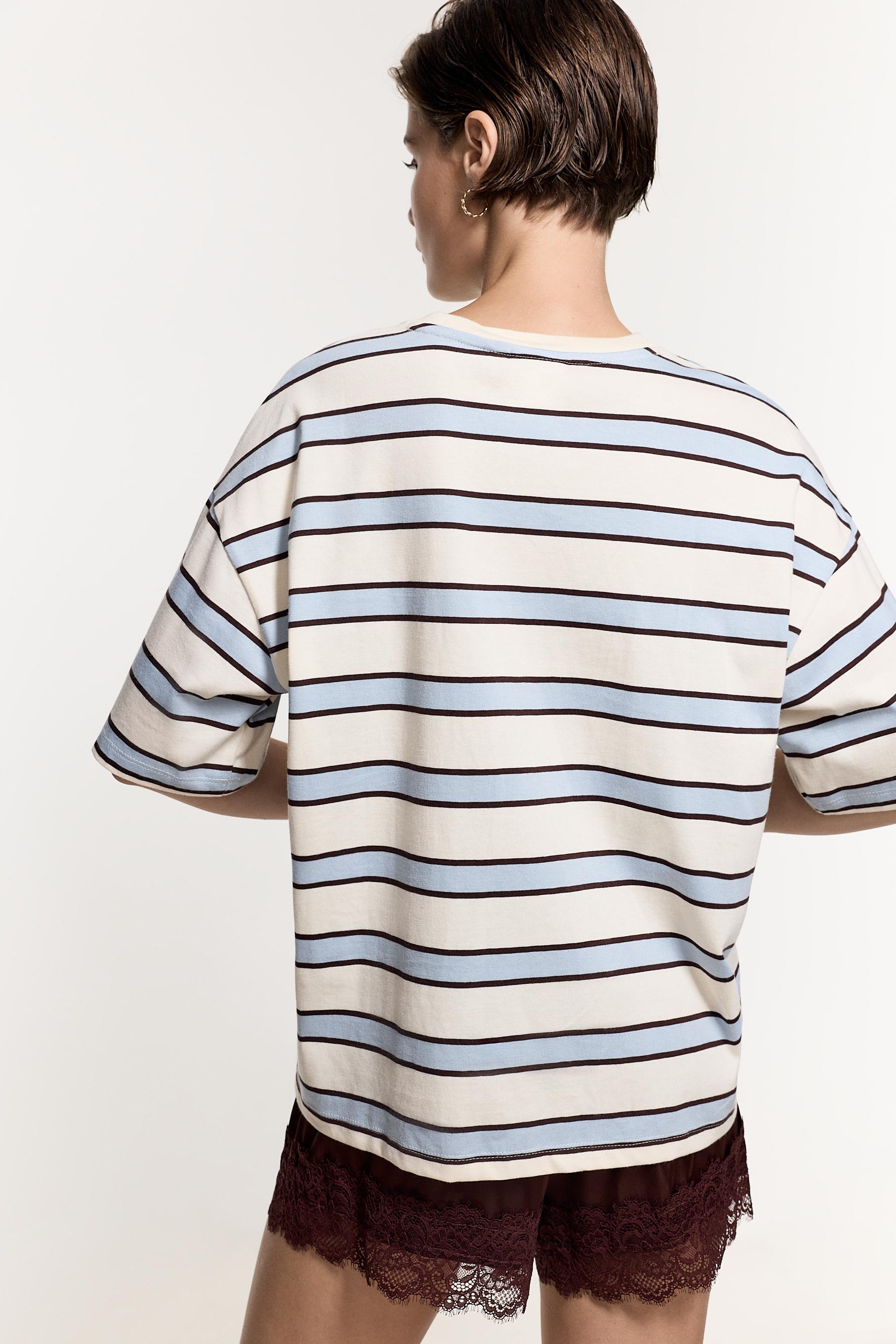 Women's Beige Striped T-Shirt — ECRU