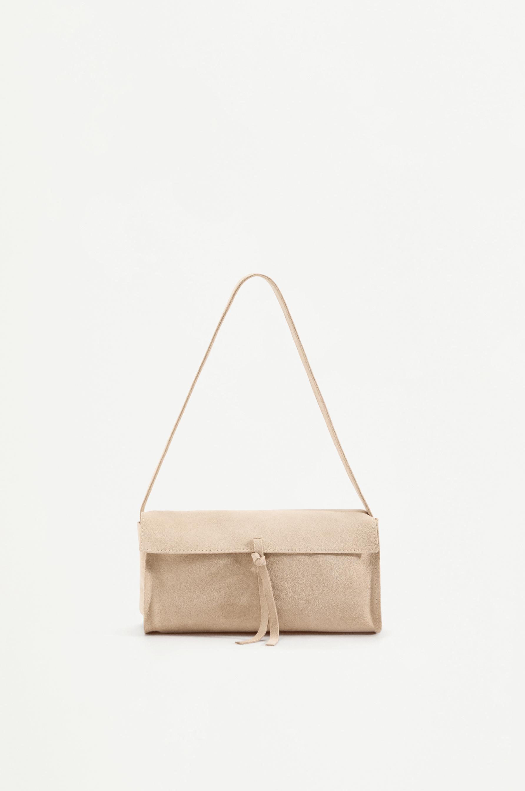 Faux suede shoulder bag — ECRU
