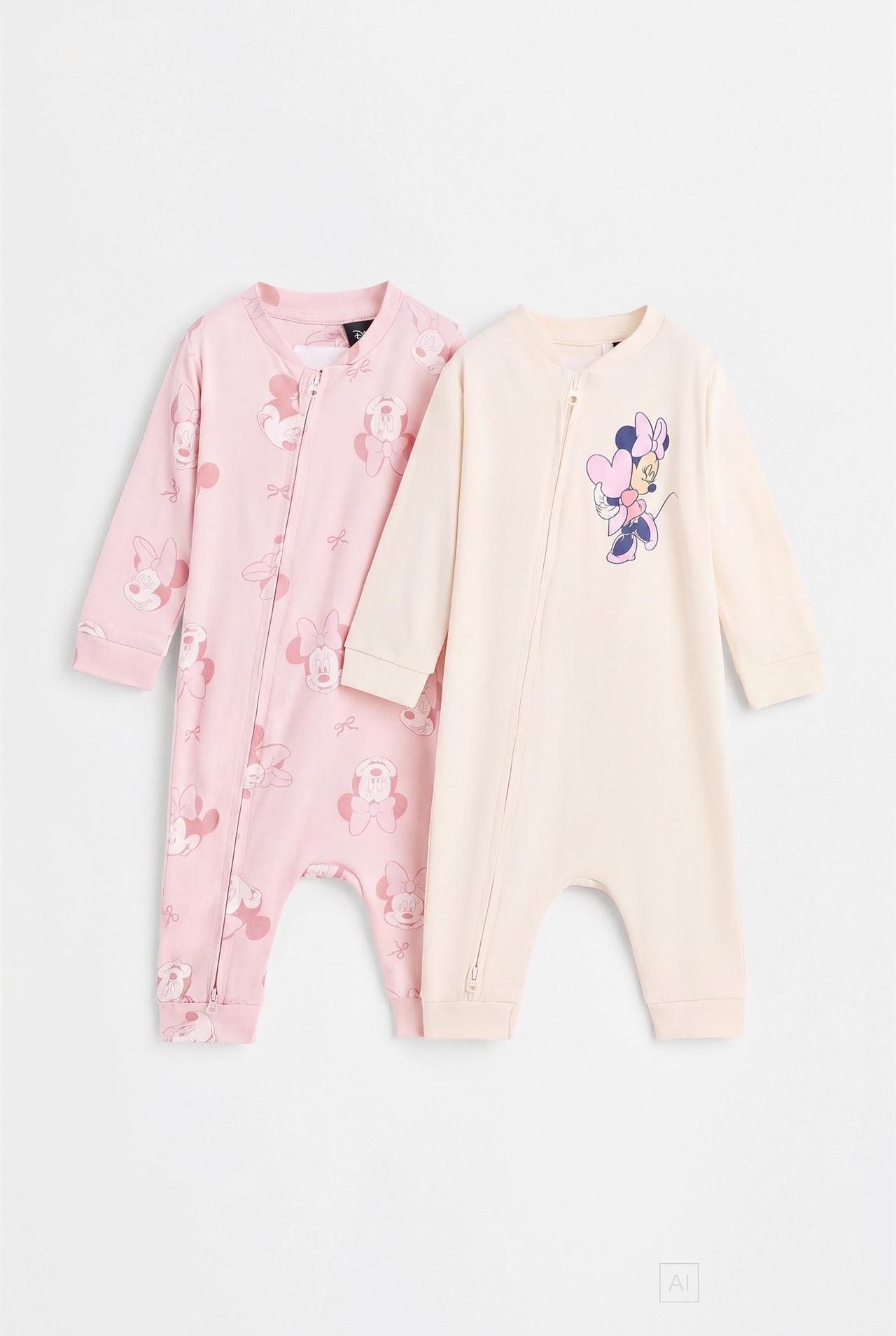 Pack of 2 Minnie Mouse ©Disney sleepsuits — ECRU