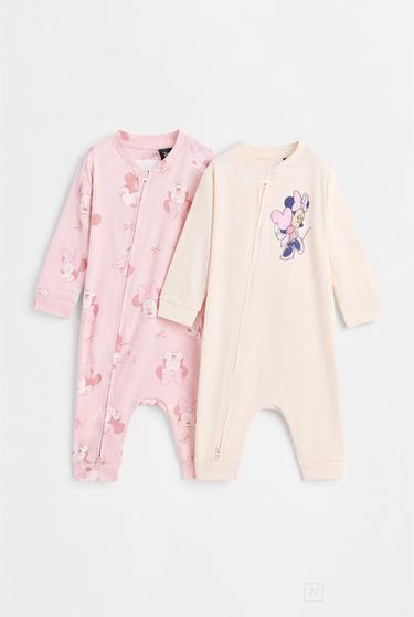 Pack of 2 Minnie Mouse ©Disney sleepsuits — ECRU 1