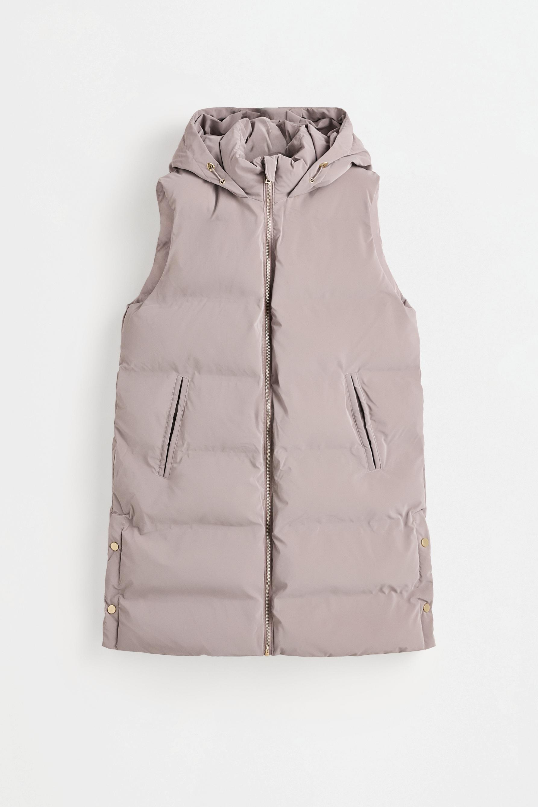 Long quilted gilet — PEARL GREY