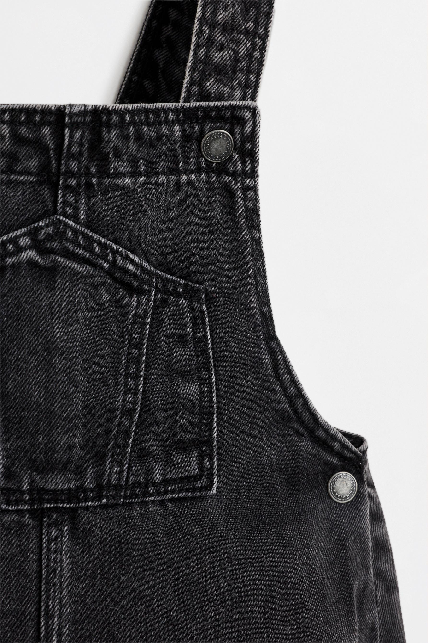 Denim cargo overalls — BLACK