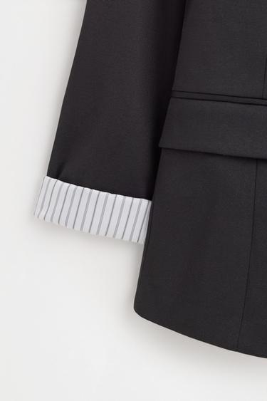Striped cuff blazer — BLACK 8