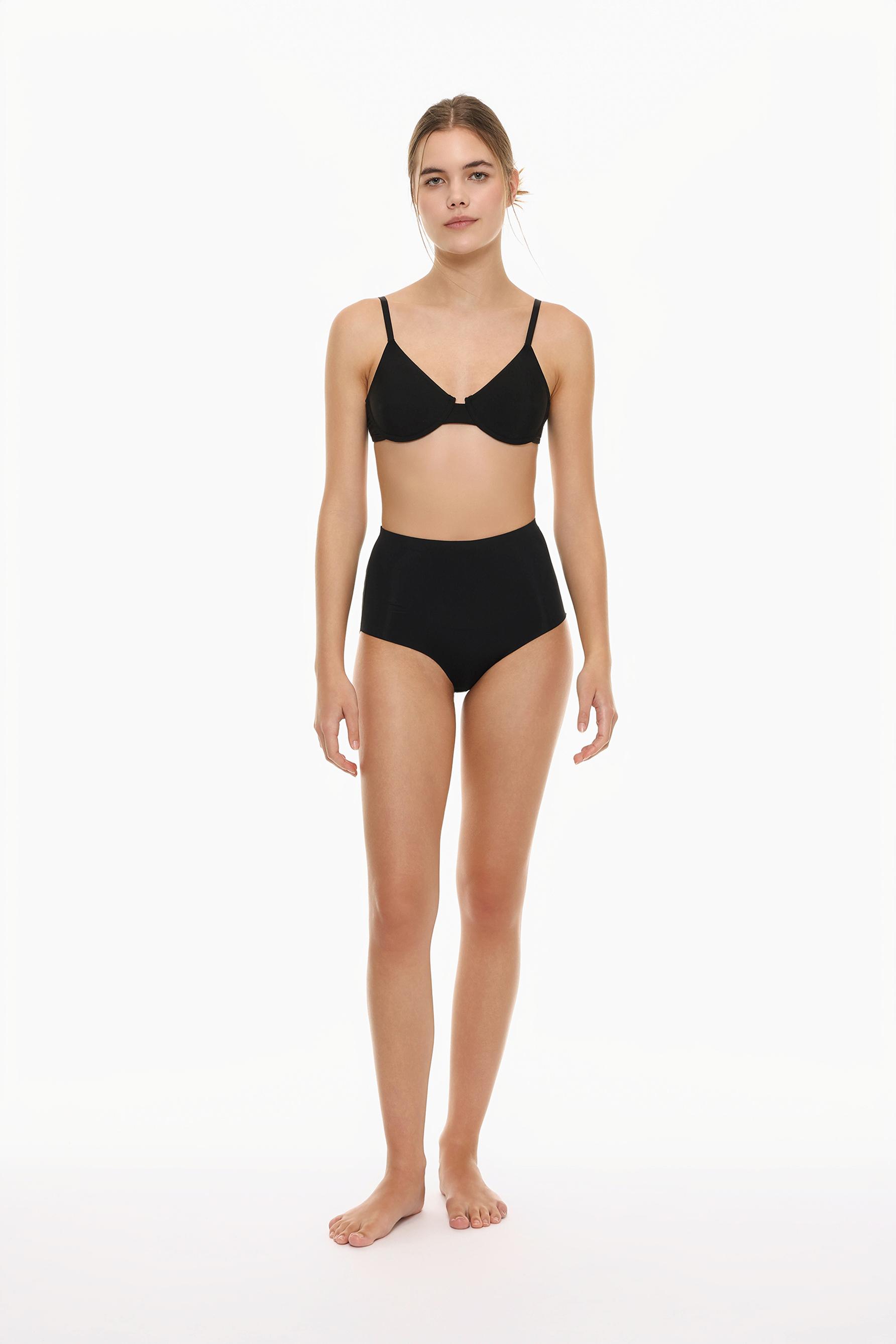 Microfibre shapewear high-waist briefs — BLACK