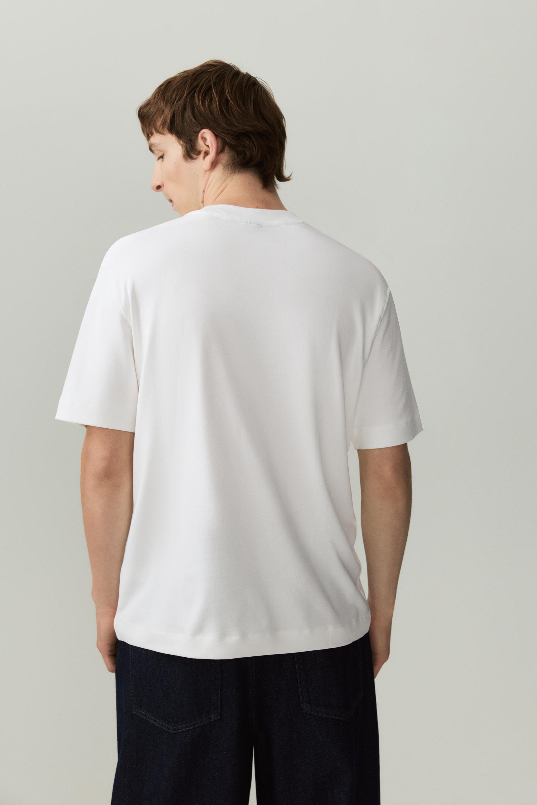 Mock neck interlock T-shirt — OFF WHITE