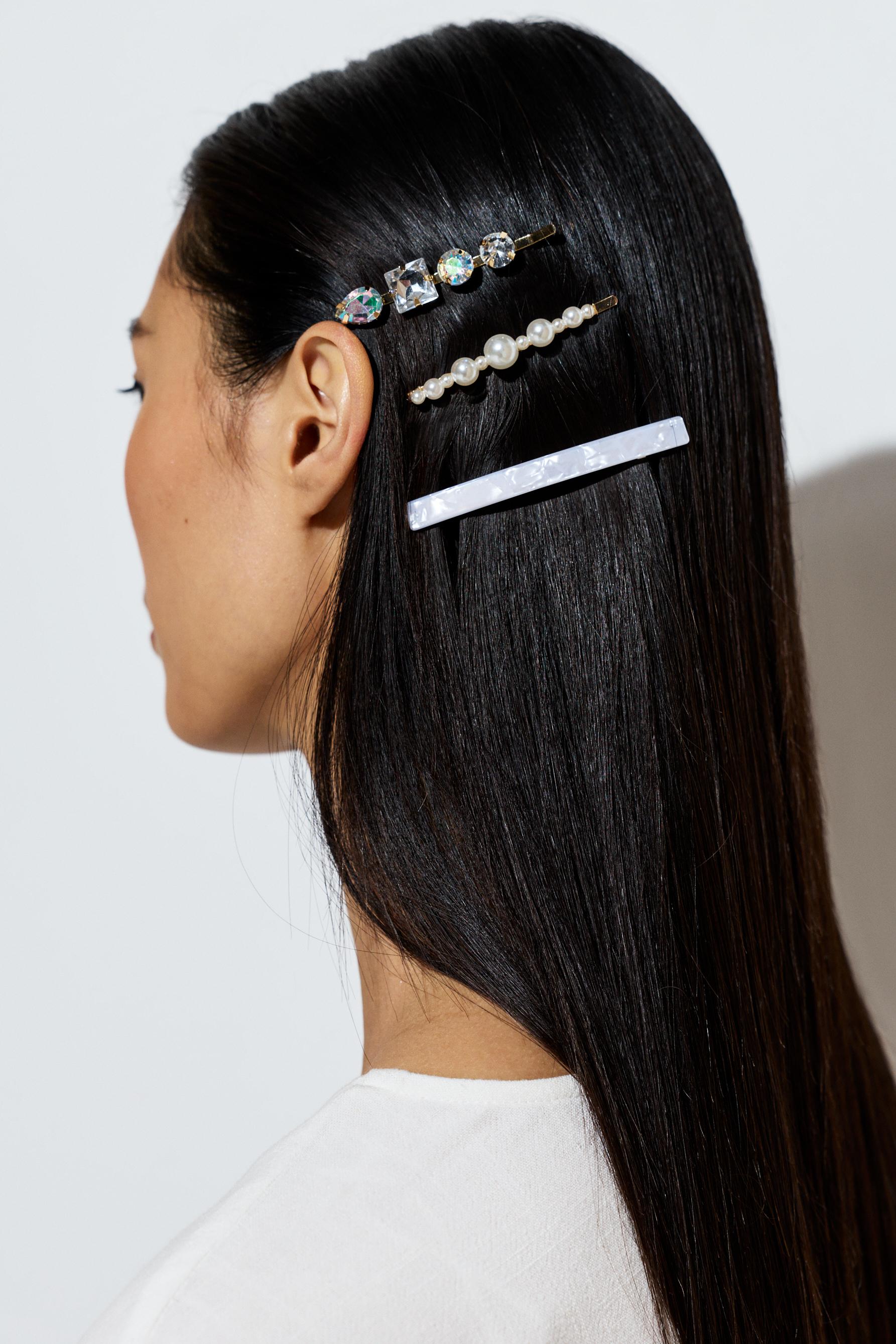 Assorted hairpins (Pack of 3) — WHITE