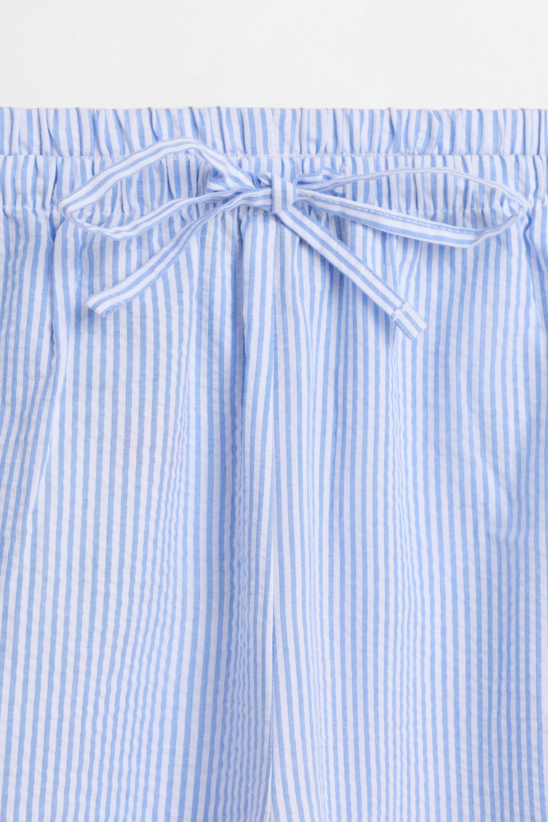 Striped seersucker pyjama bottoms — NAVY (alternate view)