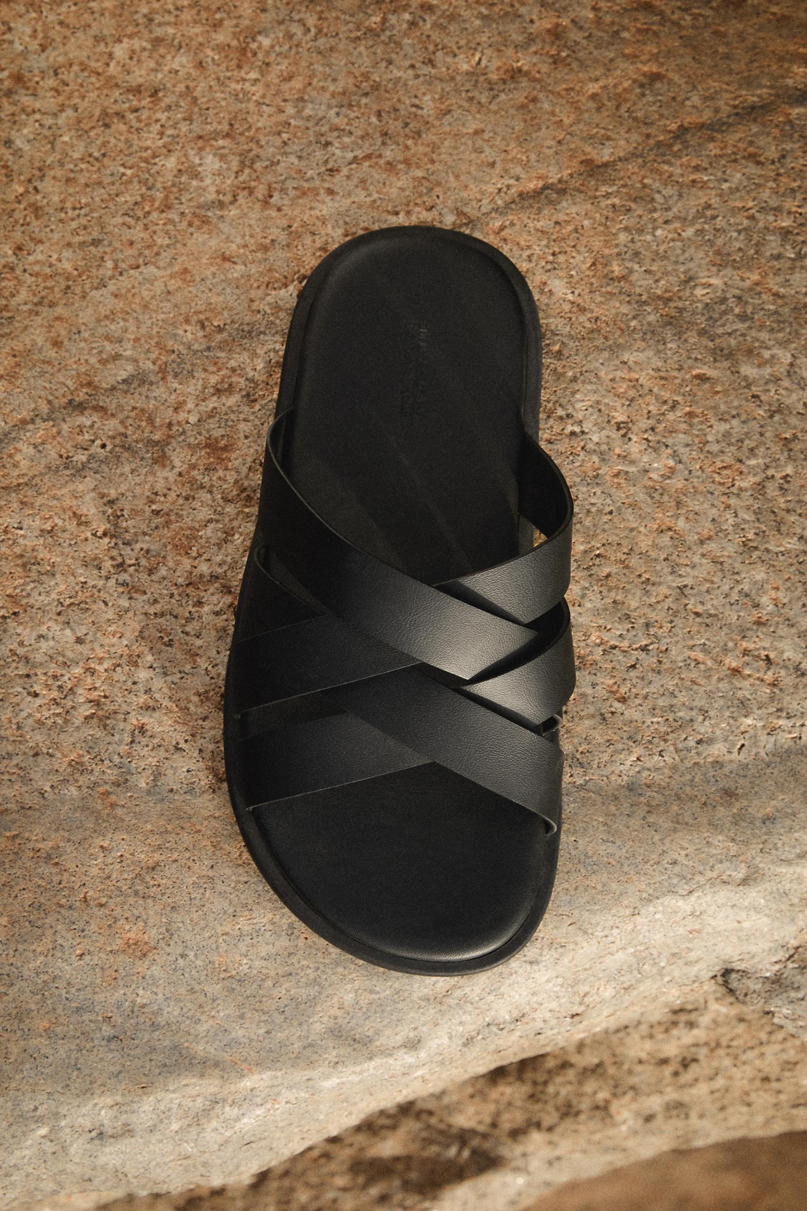 Cross-strap sandals — BLACK