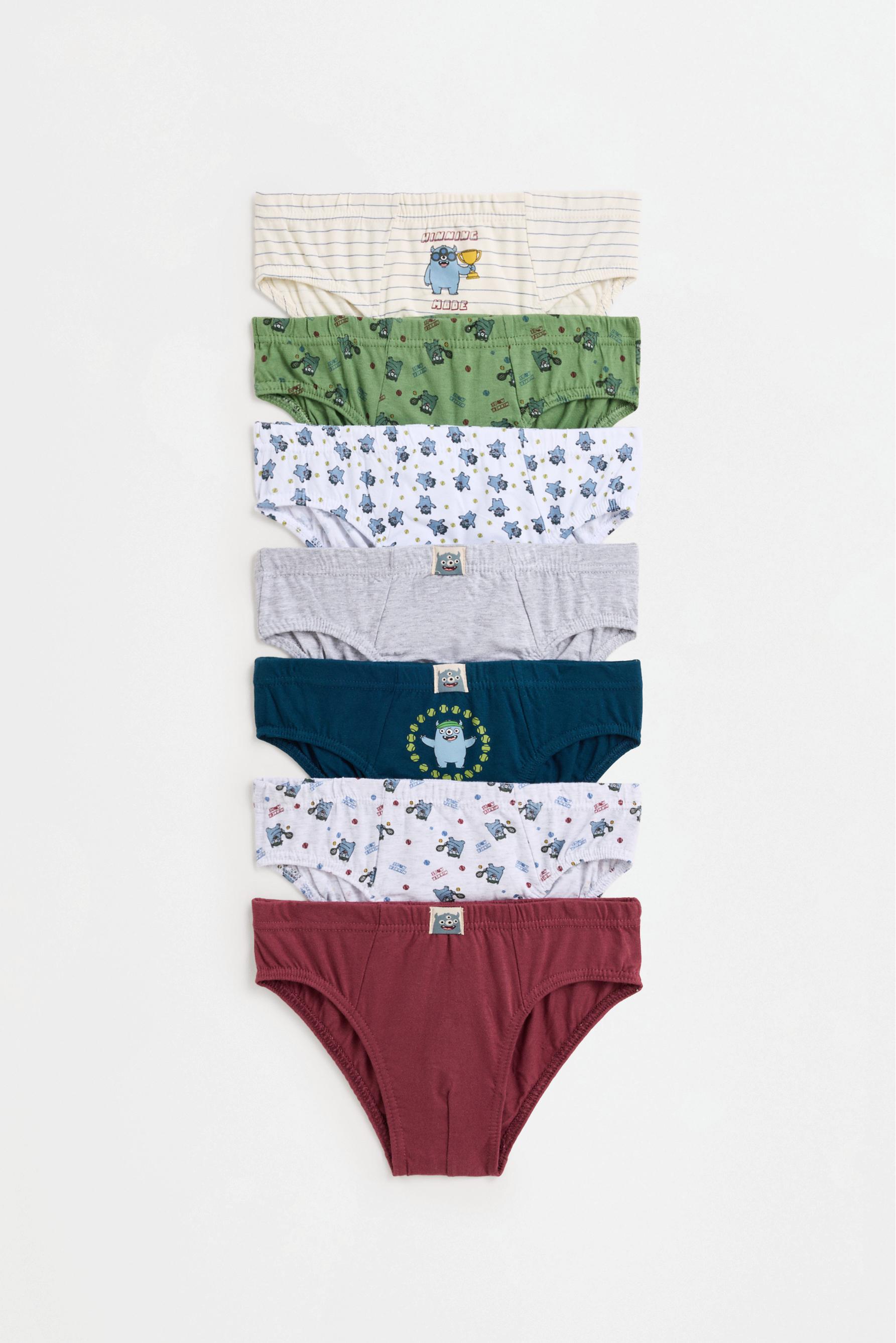 7-Pack Monster Briefs — ECRU/GREEN